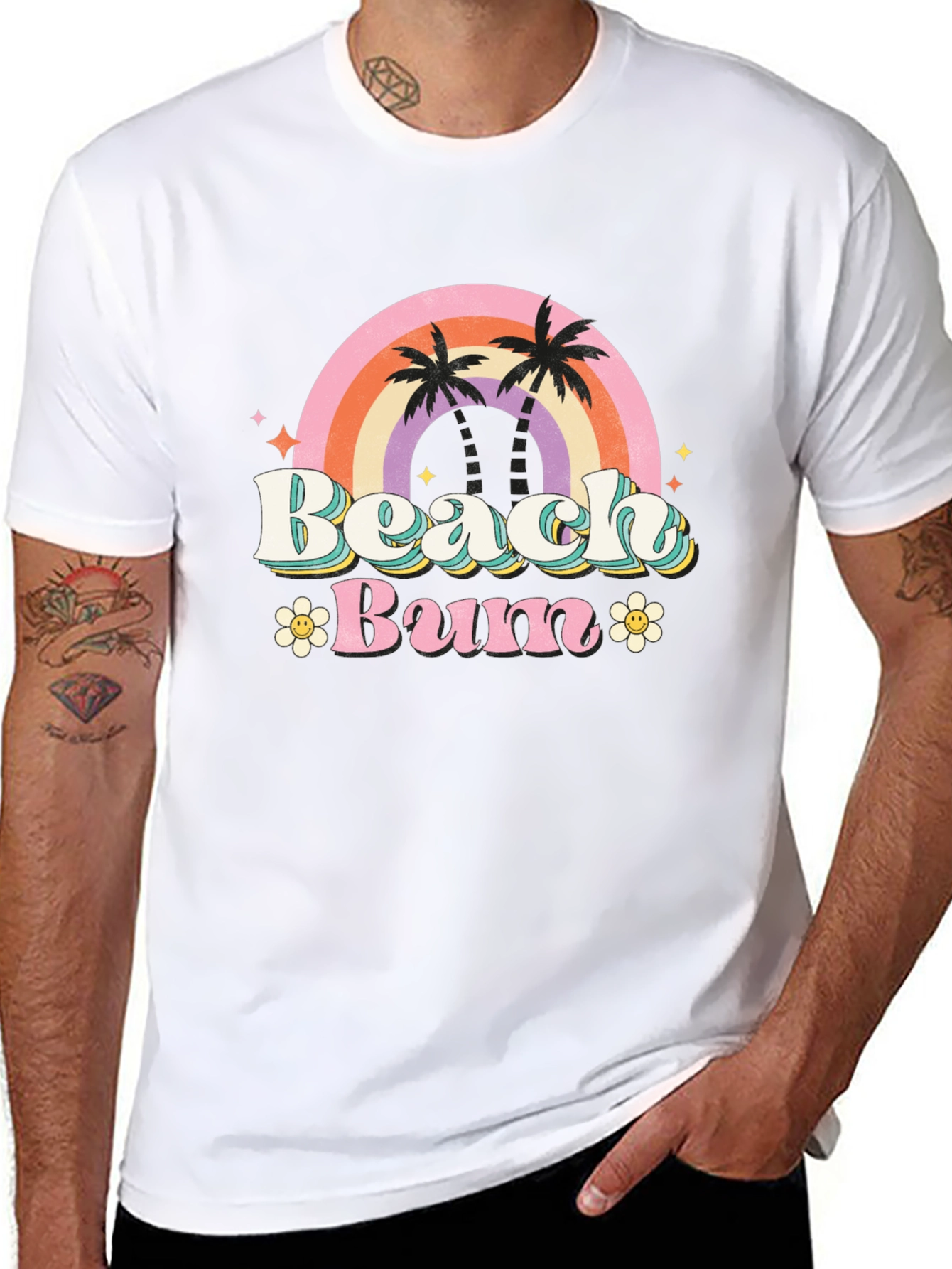 Retro Beach Bum Graphic Tee - Black