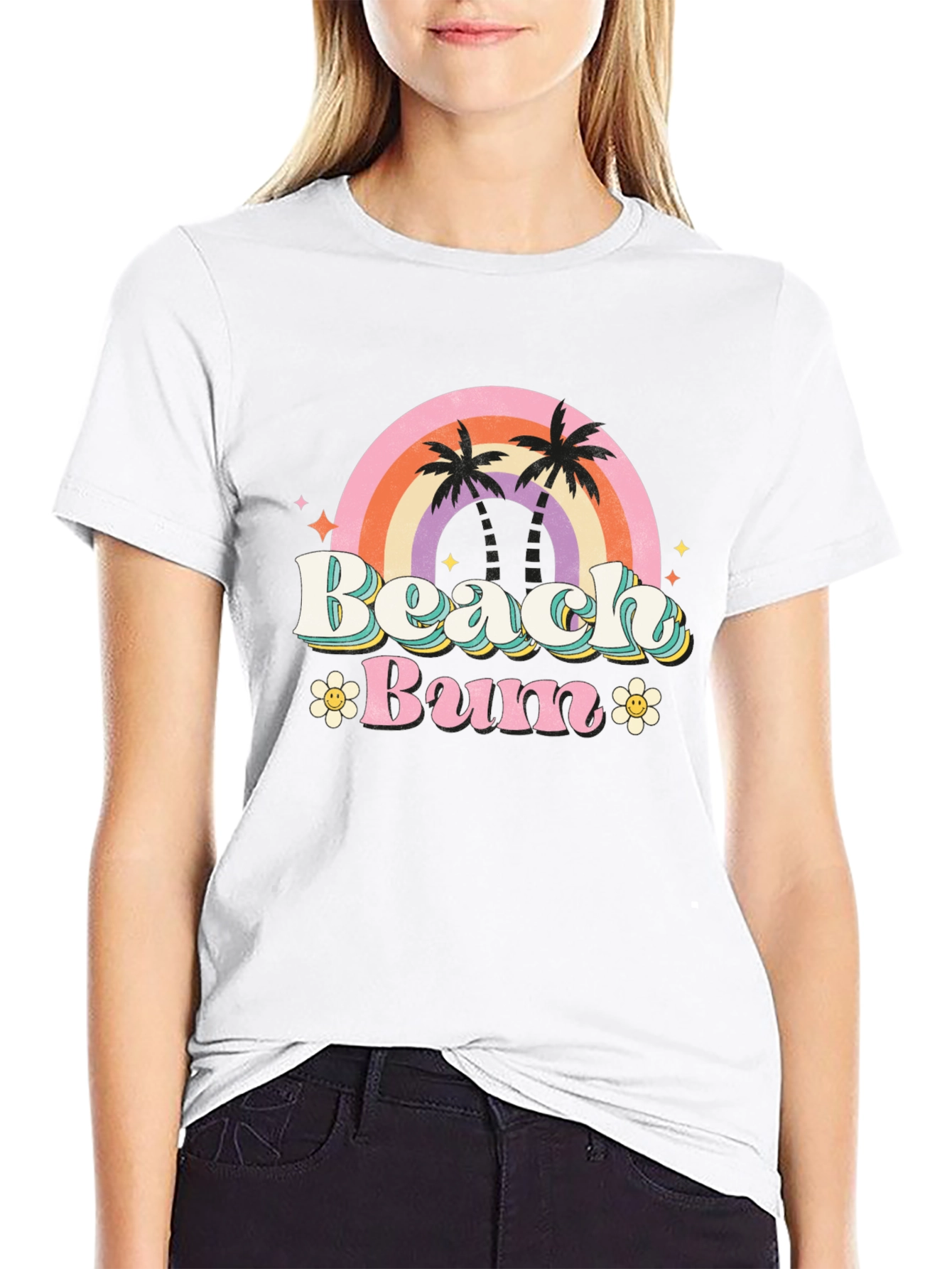 Retro Beach Bum Graphic Tee - Black