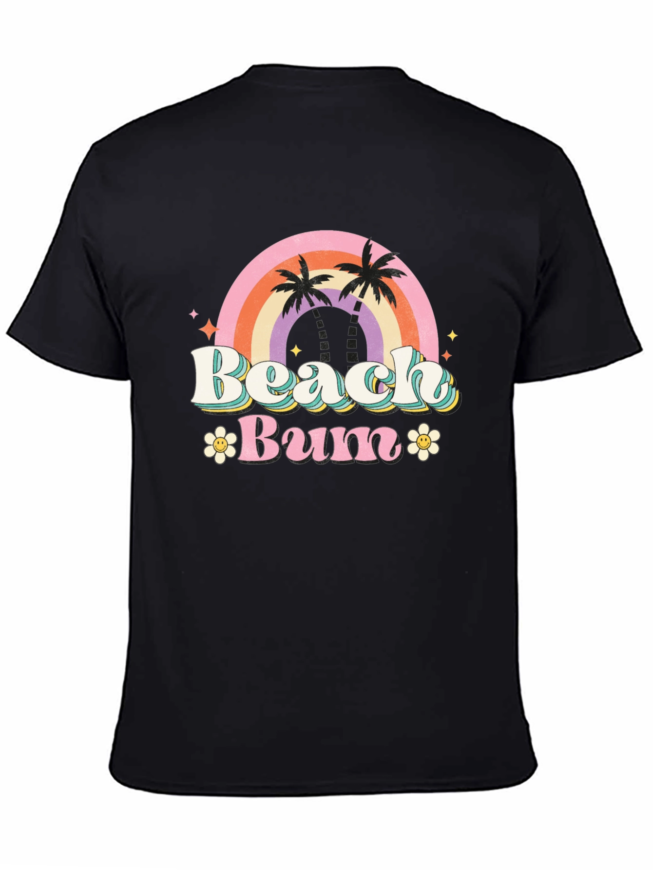 Retro Beach Bum Graphic Tee - Black