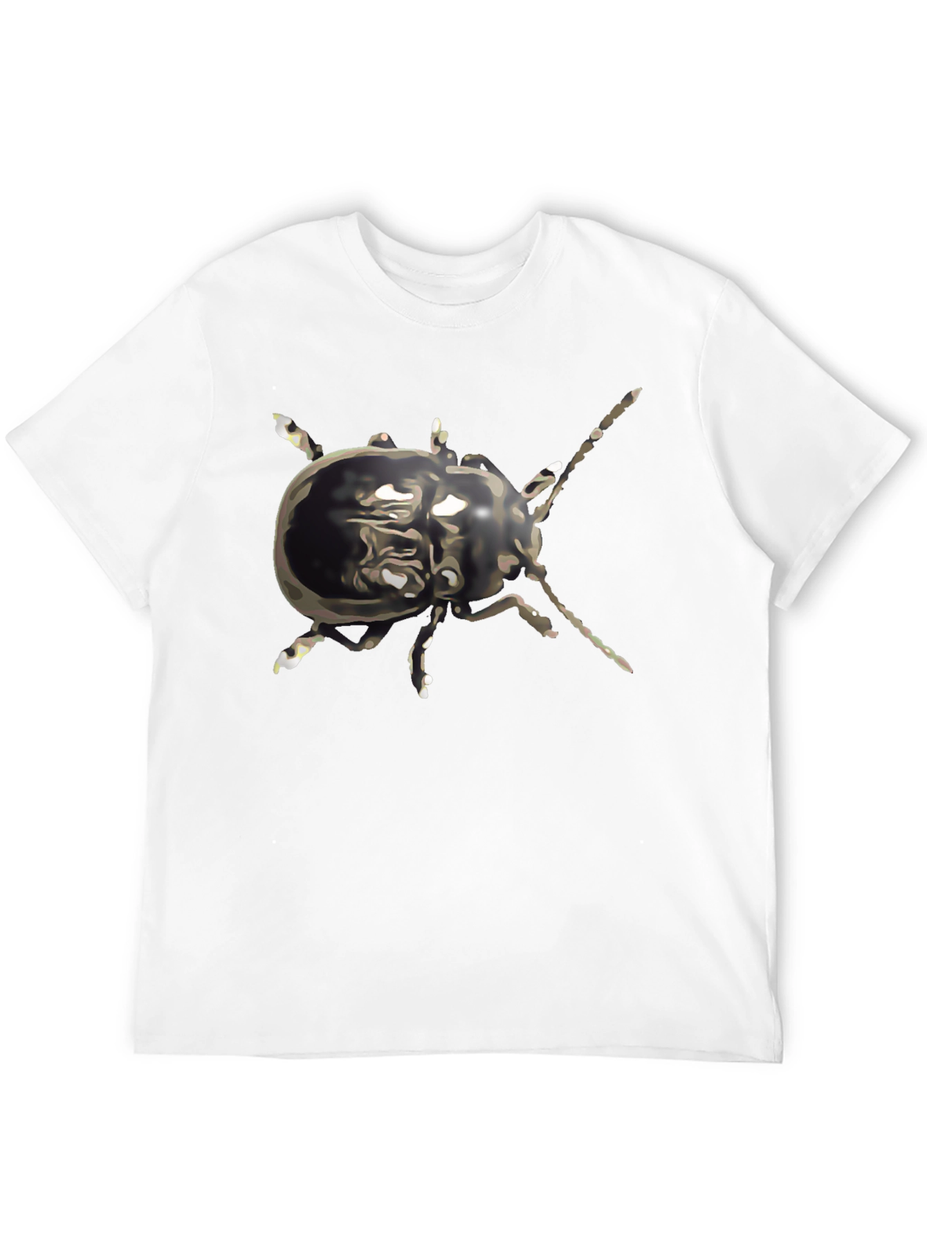 Abstract Beetle Graphic Tee - Black Cotton Casual Wear