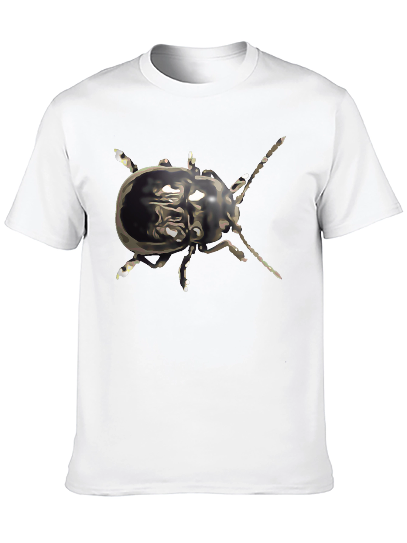 Abstract Beetle Graphic Tee - Black Cotton Casual Wear