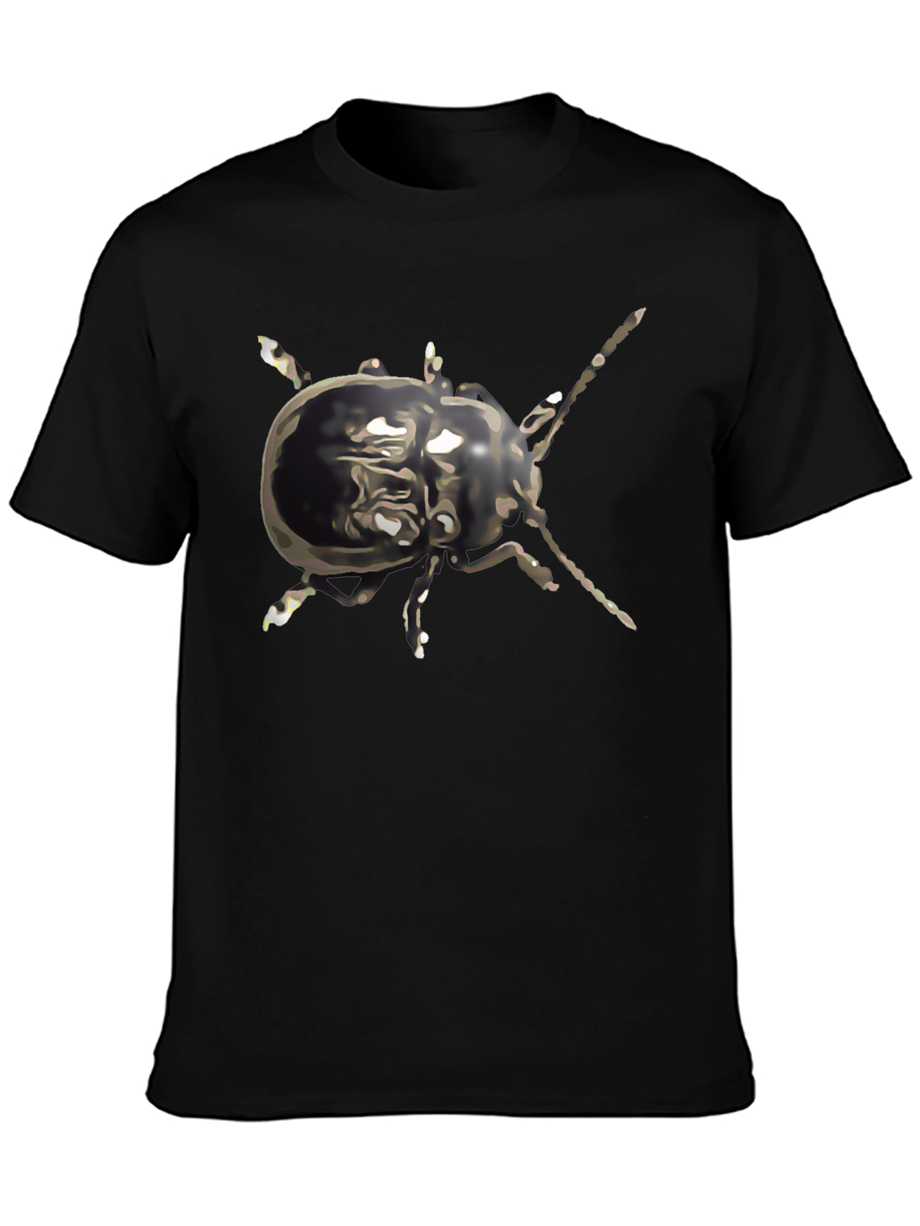 Abstract Beetle Graphic Tee - Black Cotton Casual Wear