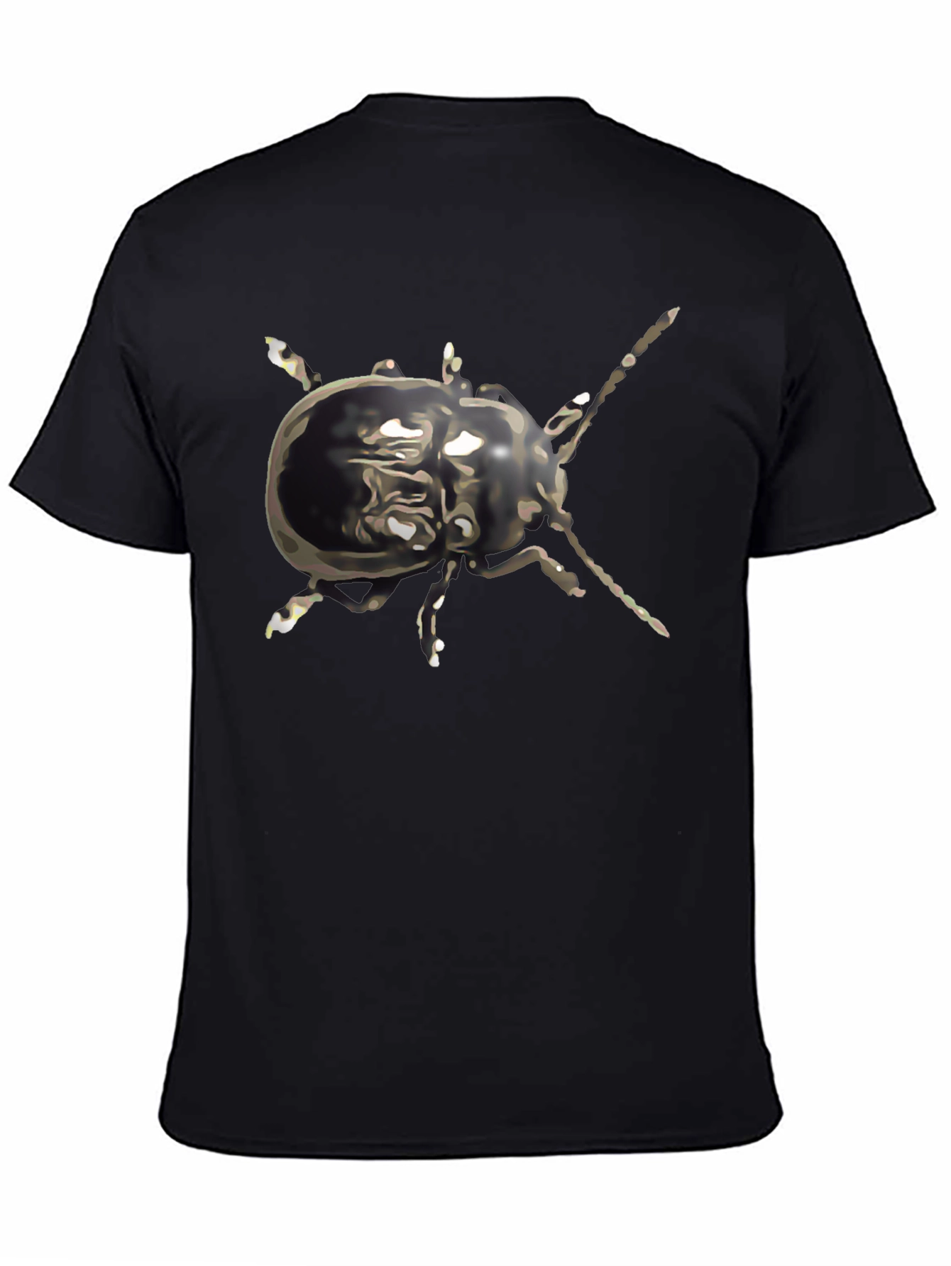 Abstract Beetle Graphic Tee - Black Cotton Casual Wear