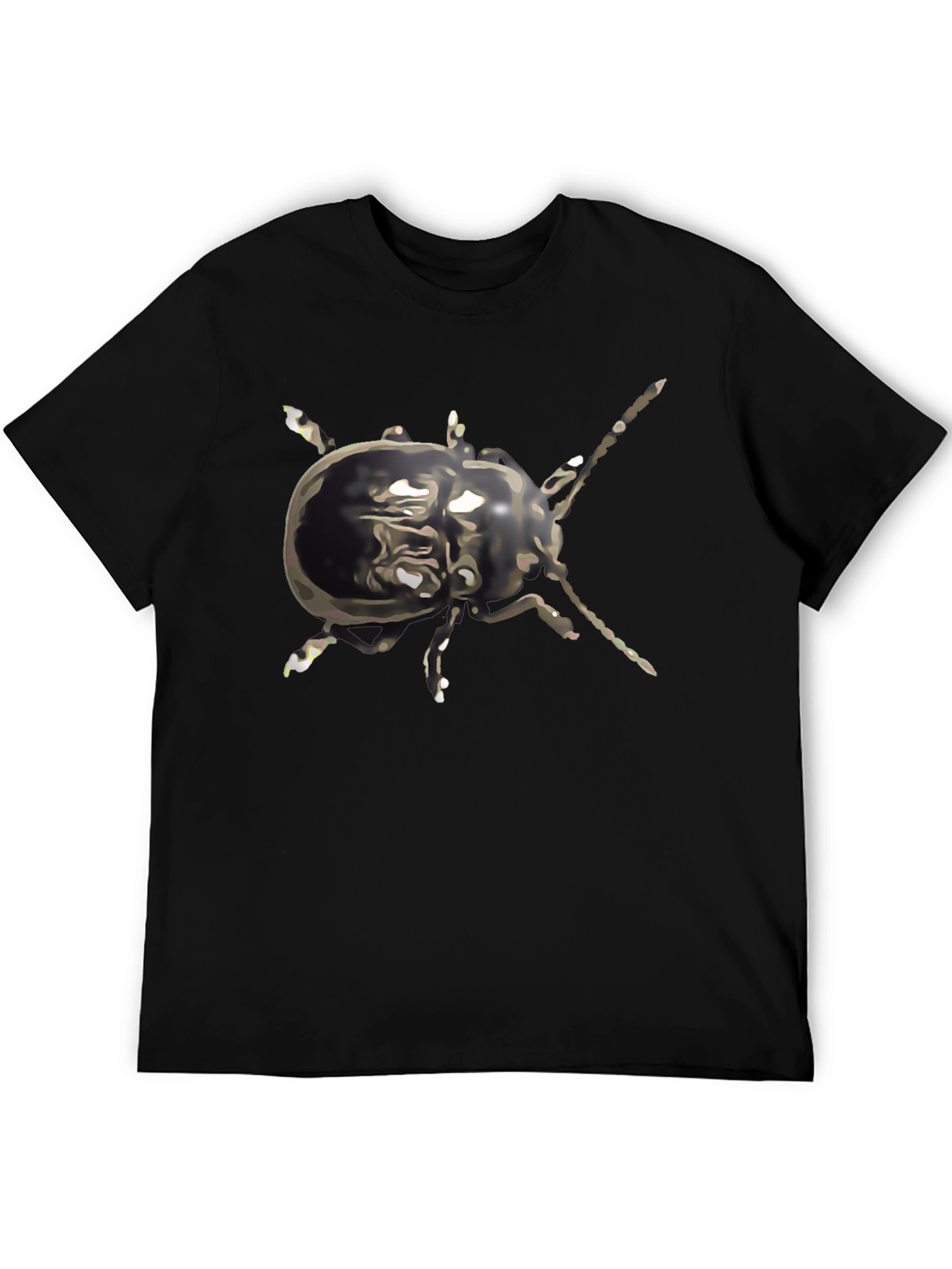 Abstract Beetle Graphic Tee - Black Cotton Casual Wear