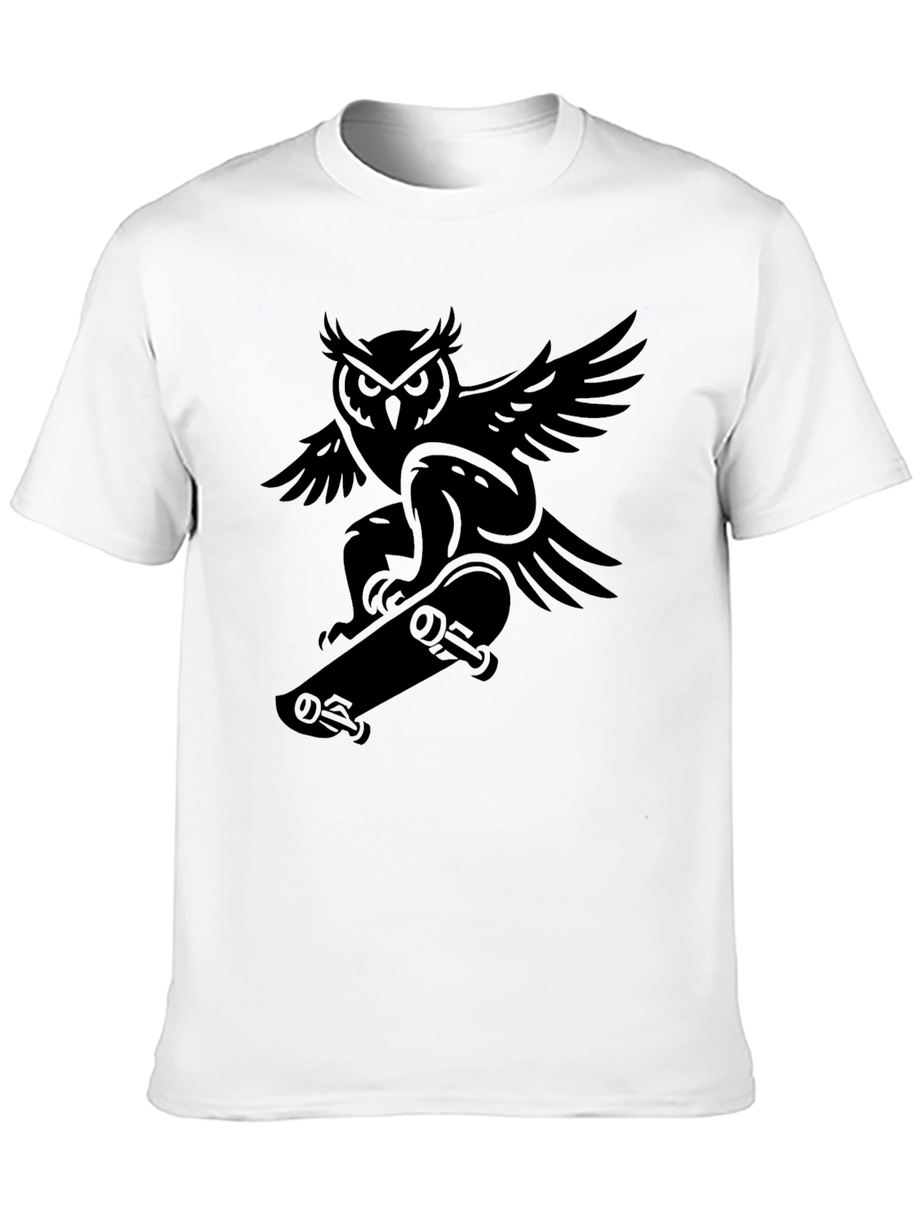 Owl Skateboarder Graphic Tee - Cool Black T-Shirt