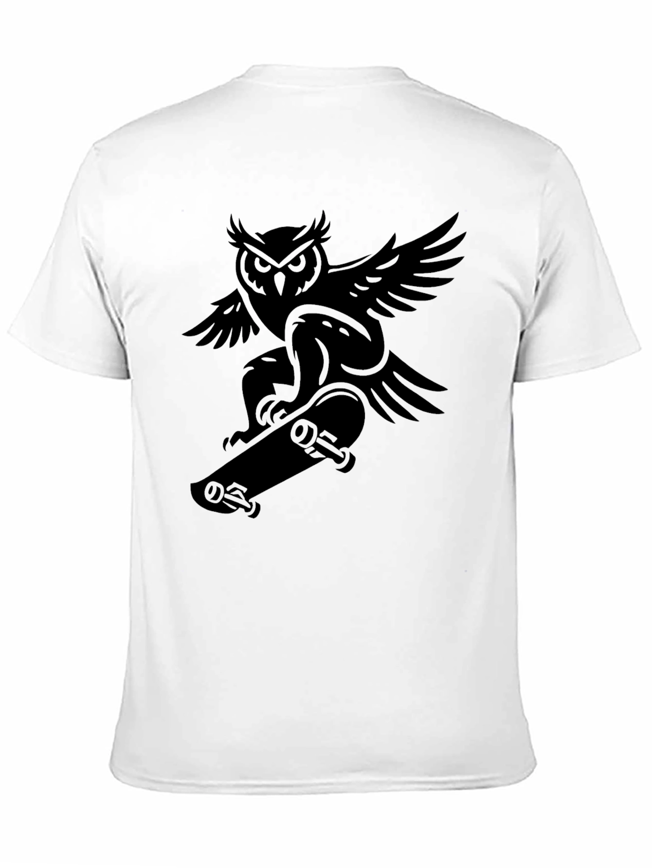 Owl Skateboarder Graphic Tee - Cool Black T-Shirt