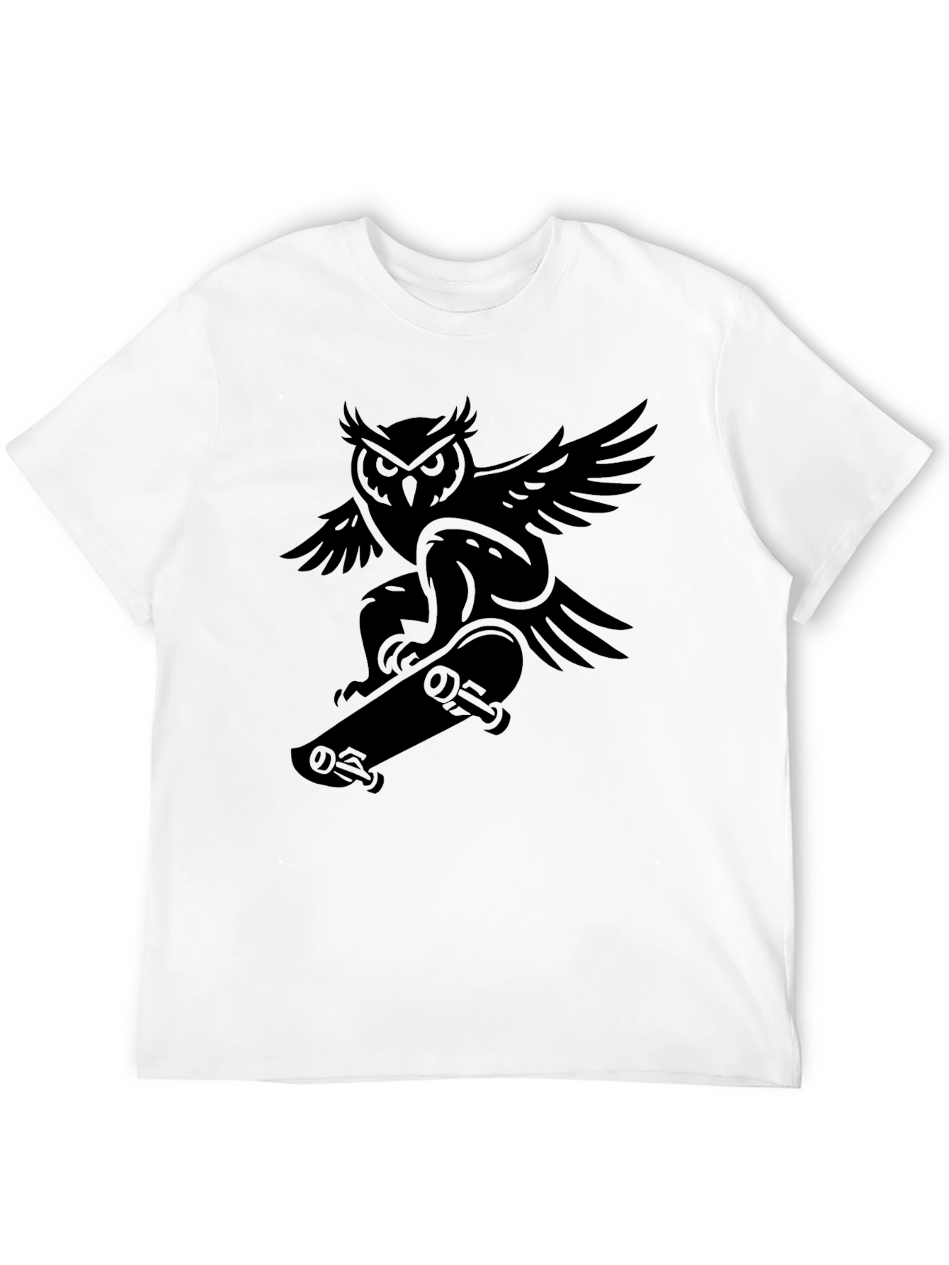 Owl Skateboarder Graphic Tee - Cool Black T-Shirt