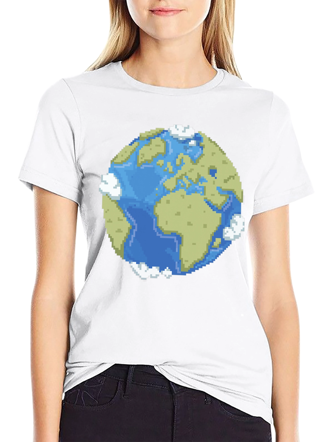 Pixel Earth Graphic Black T-Shirt