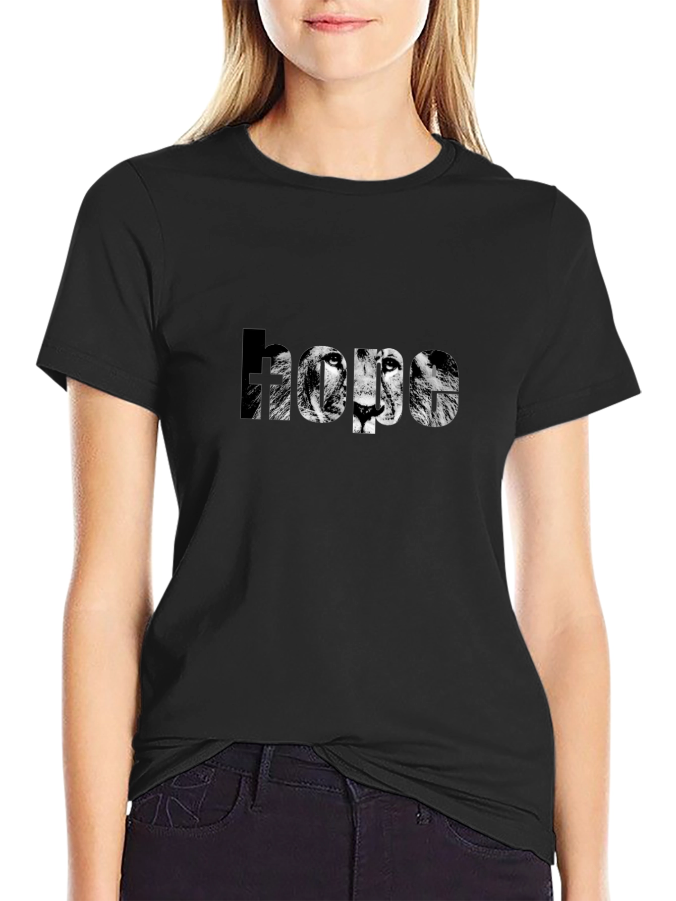 Lion Hope Graphic Black T-Shirt