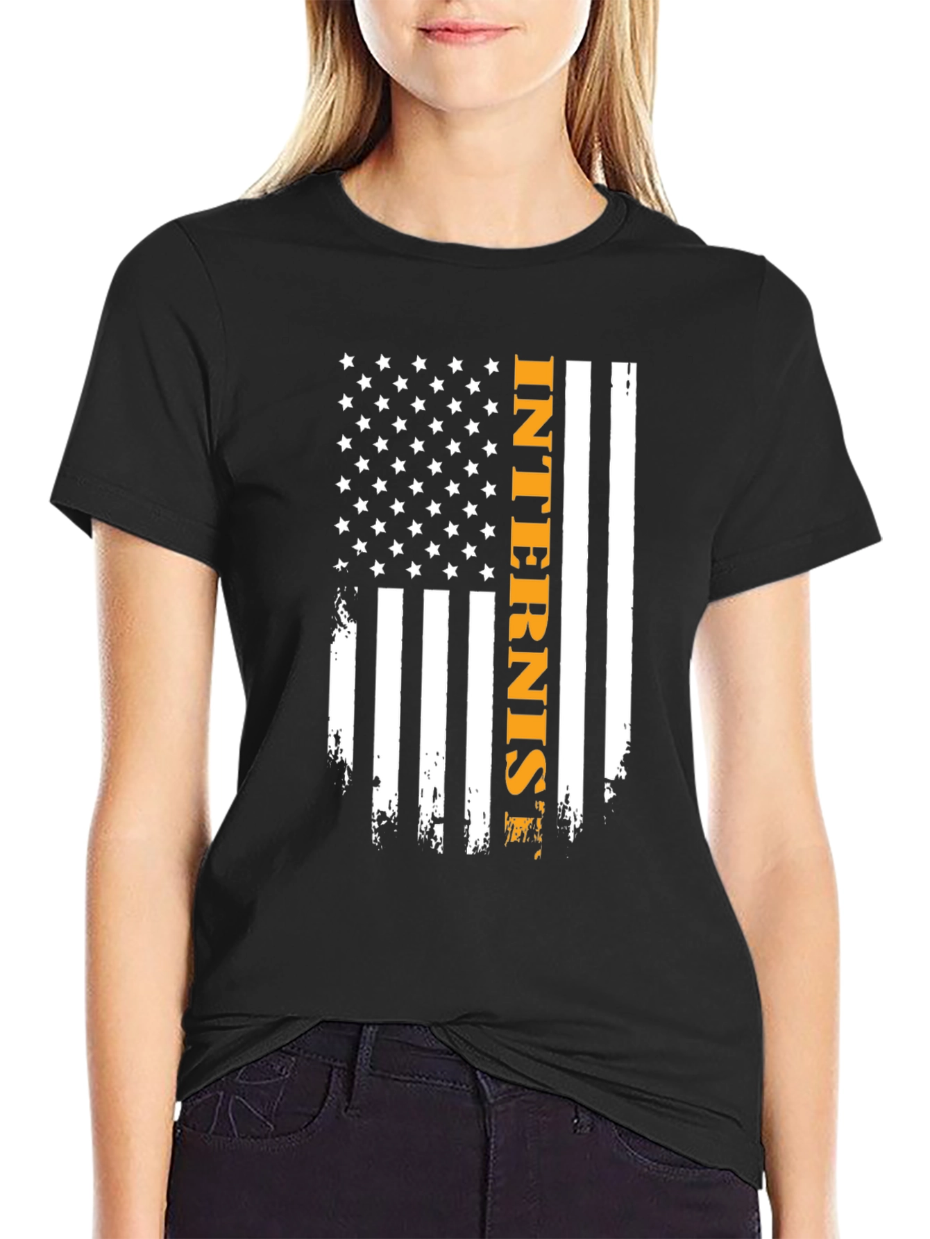 Internist Flag Graphic Tee - Black Casual T-Shirt