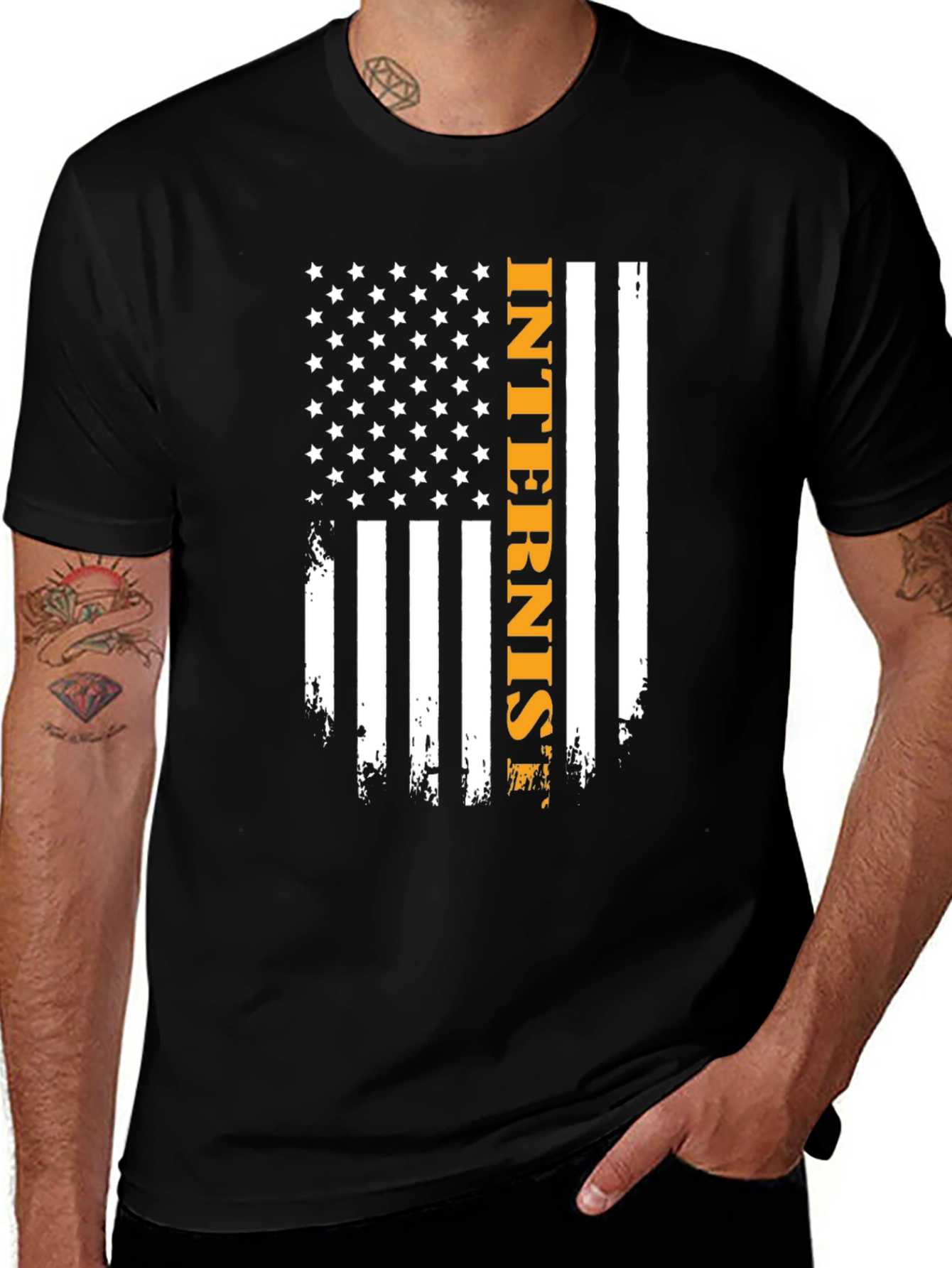 Internist Flag Graphic Tee - Black Casual T-Shirt