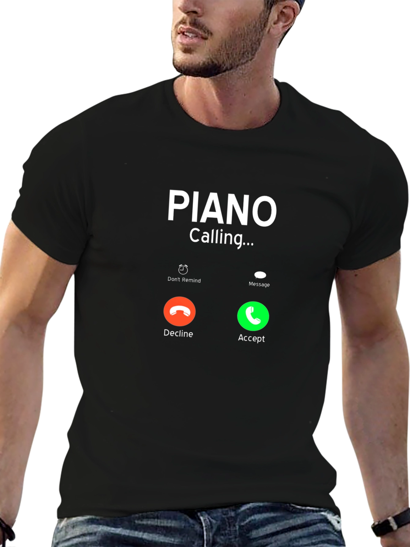 Piano Calling Black T-Shirt