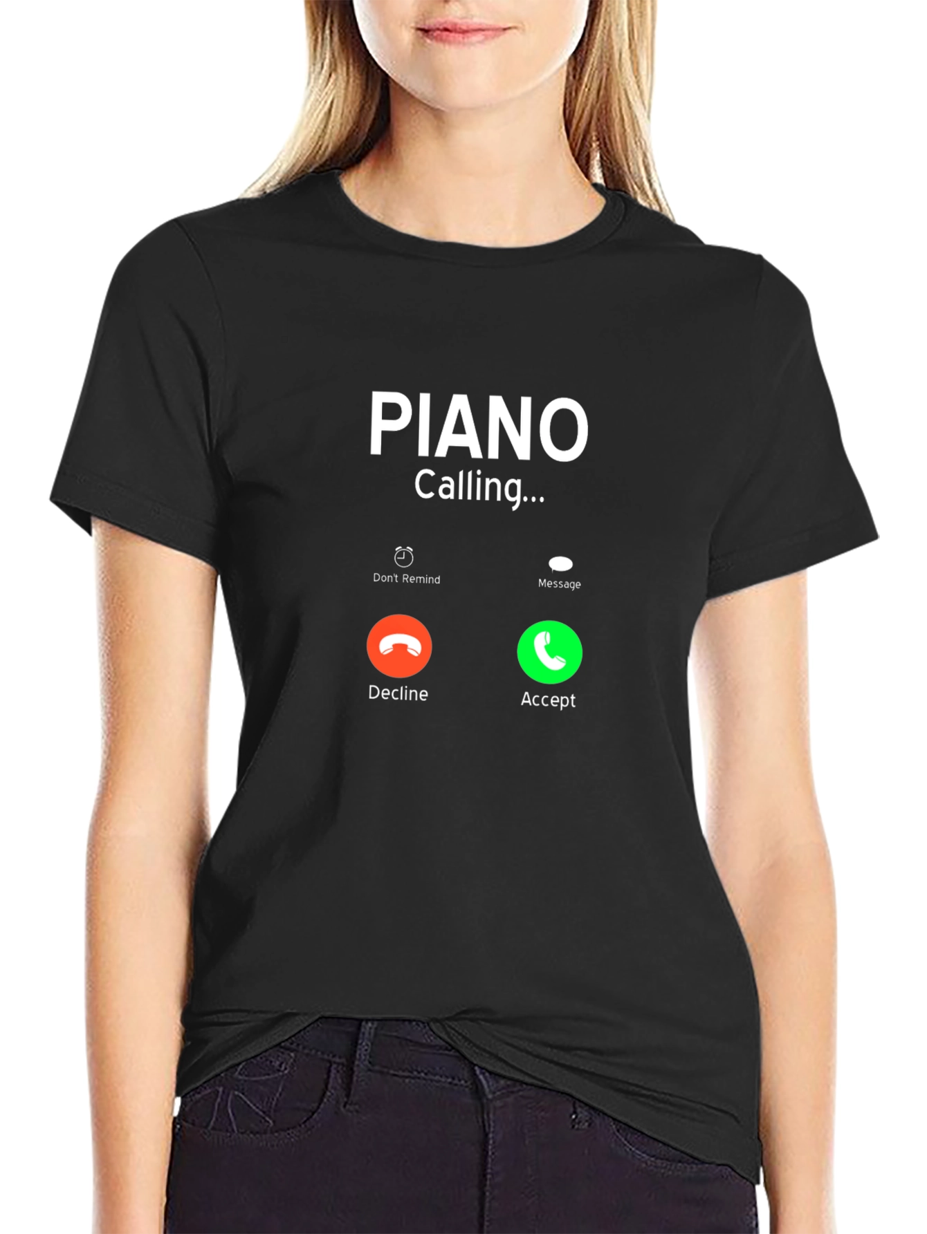 Piano Calling Black T-Shirt
