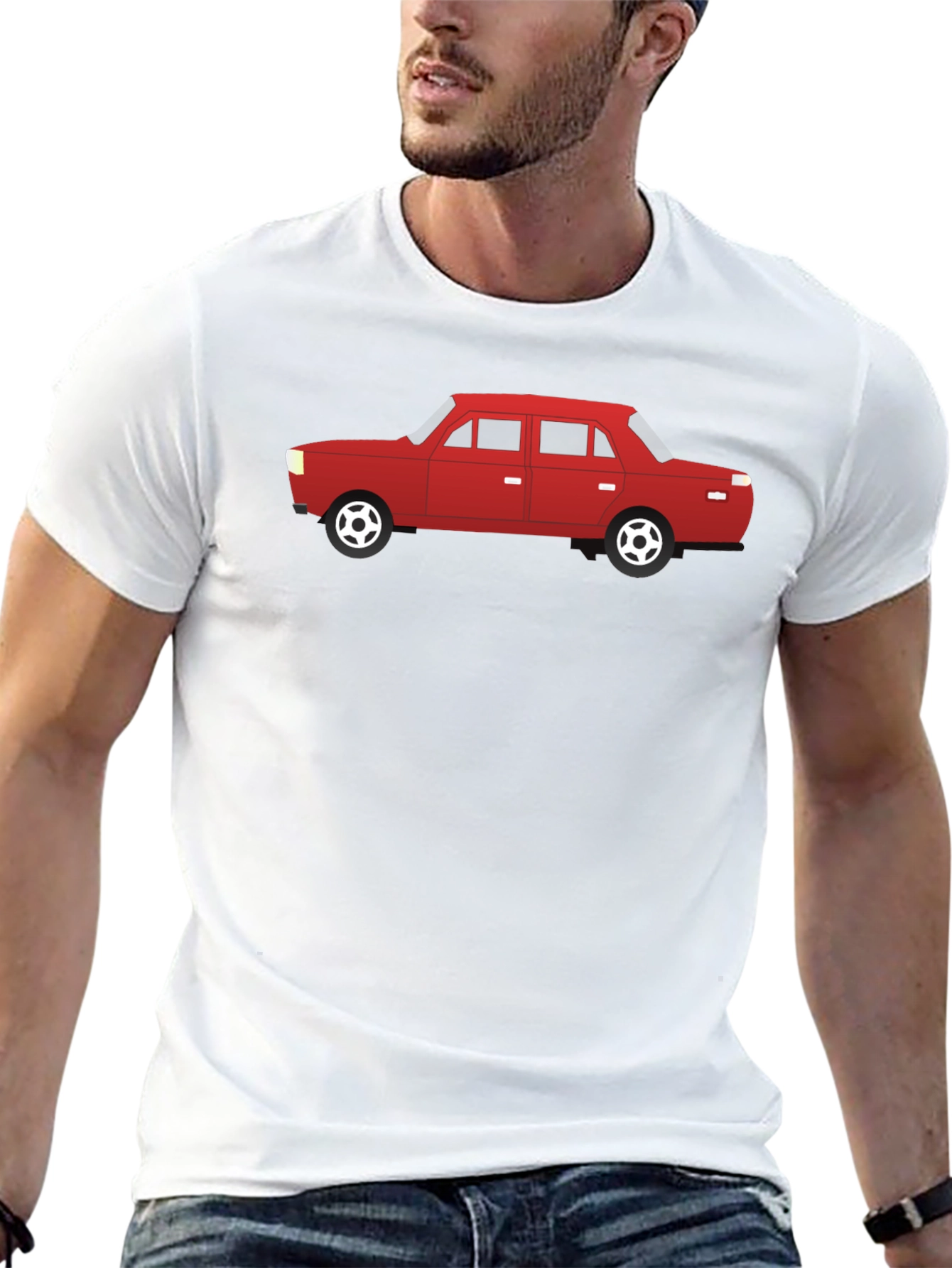 Red Car Graphic Black T-Shirt - Automotive Style