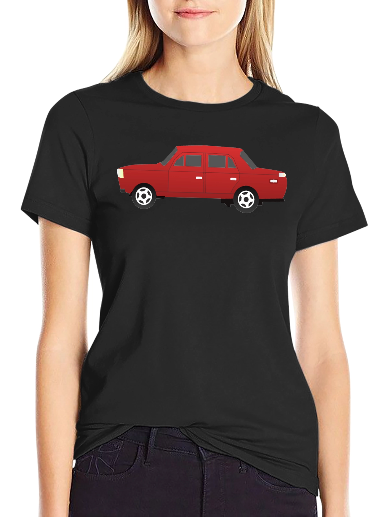 Red Car Graphic Black T-Shirt - Automotive Style