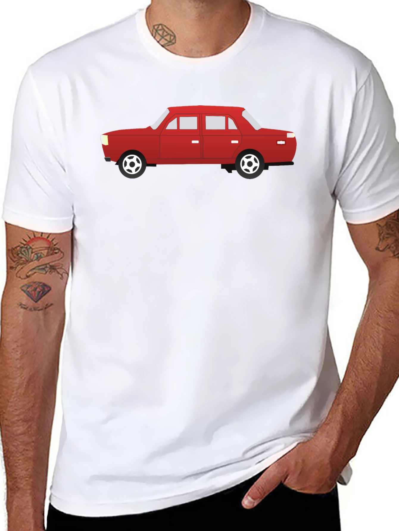 Red Car Graphic Black T-Shirt - Automotive Style