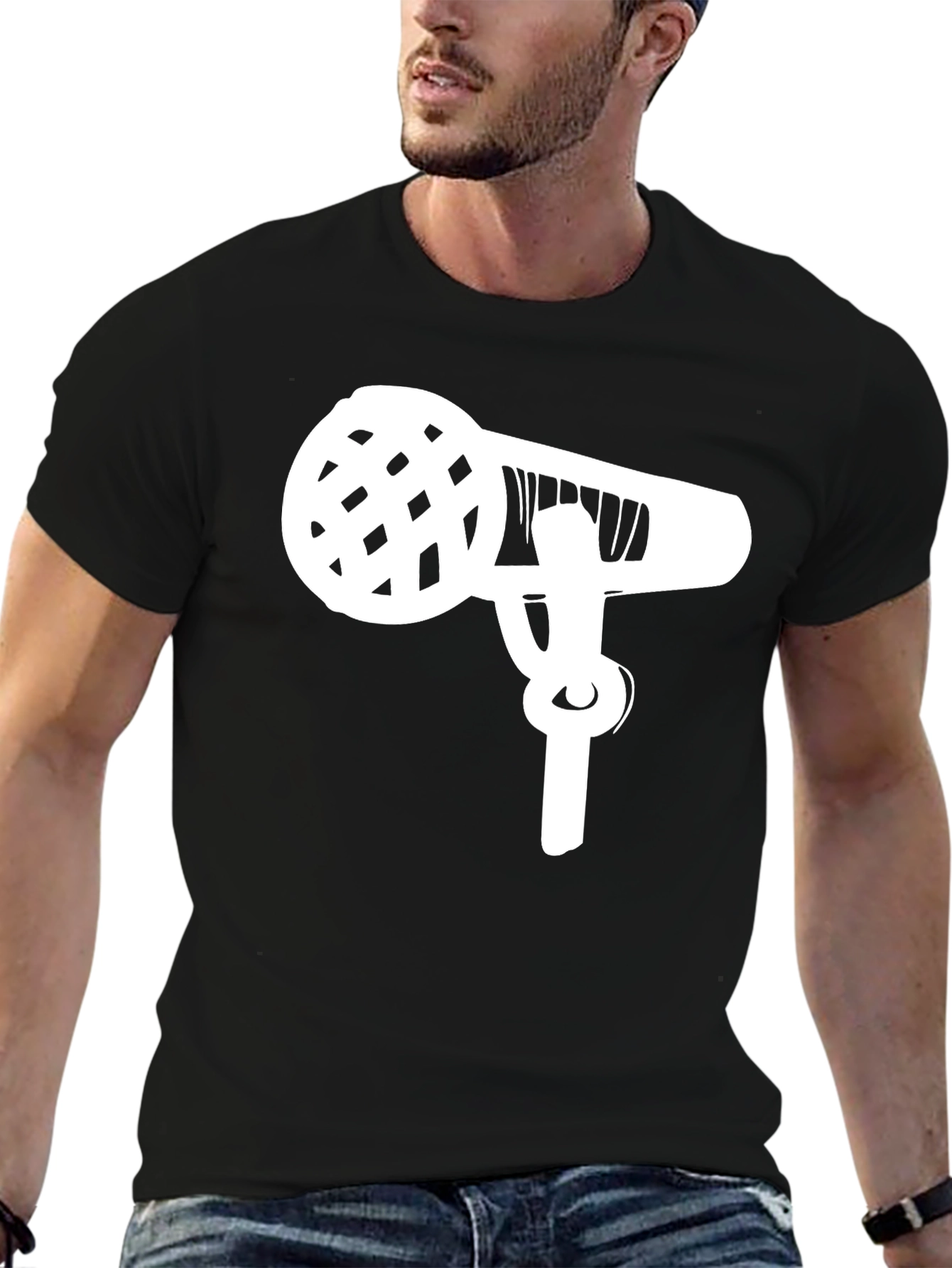 Microphone Graphic Tee - Black Cotton Casual Shirt