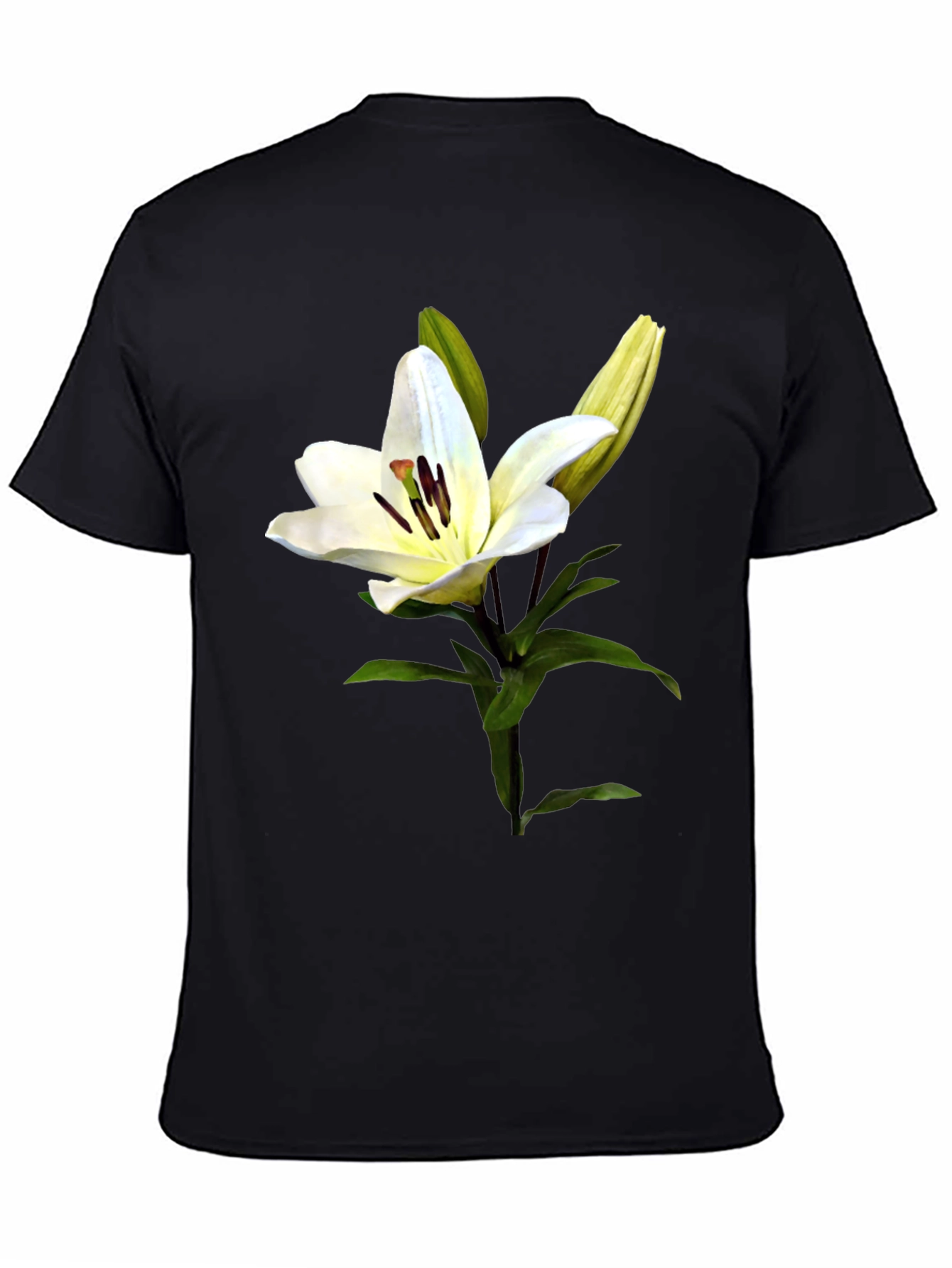 White Lily Flower Graphic Print T-Shirt