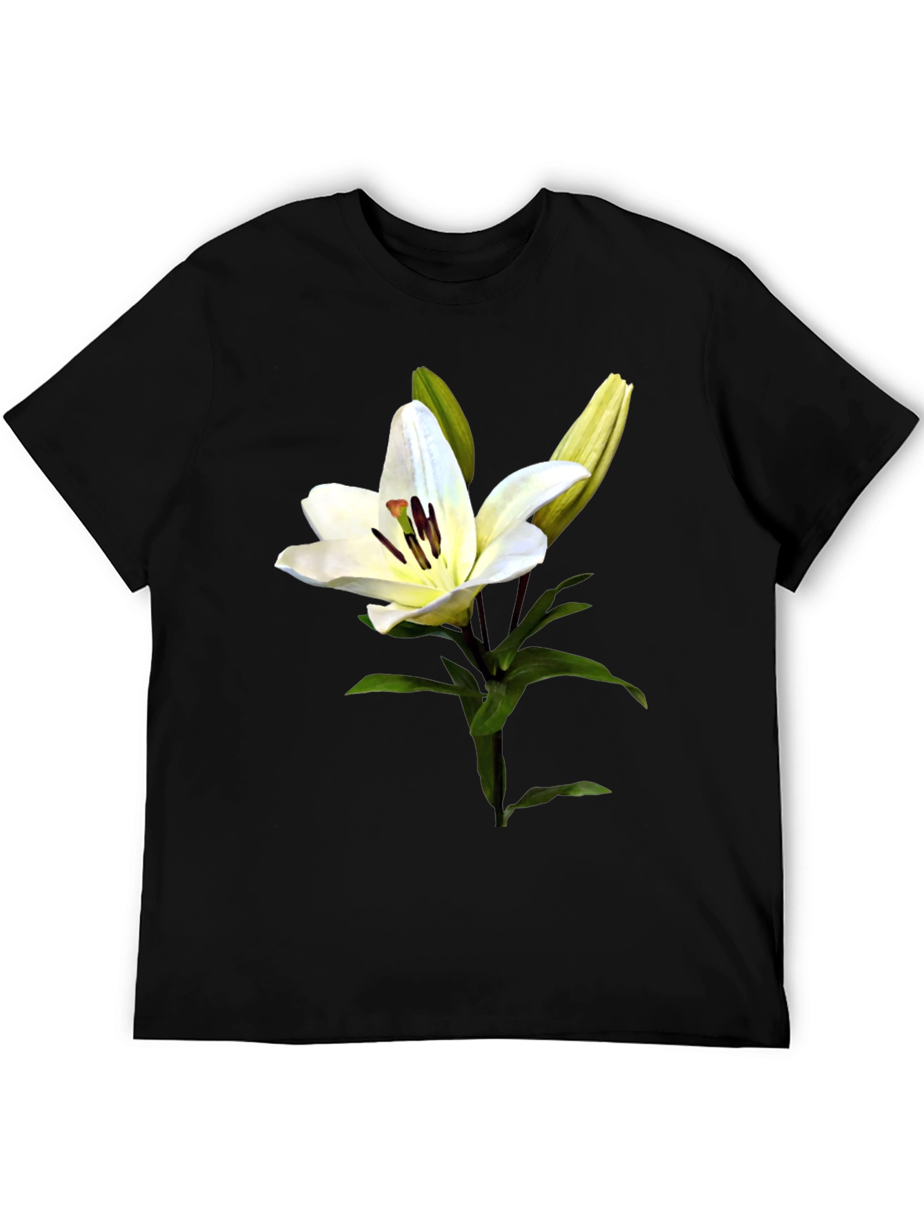 White Lily Flower Graphic Print T-Shirt