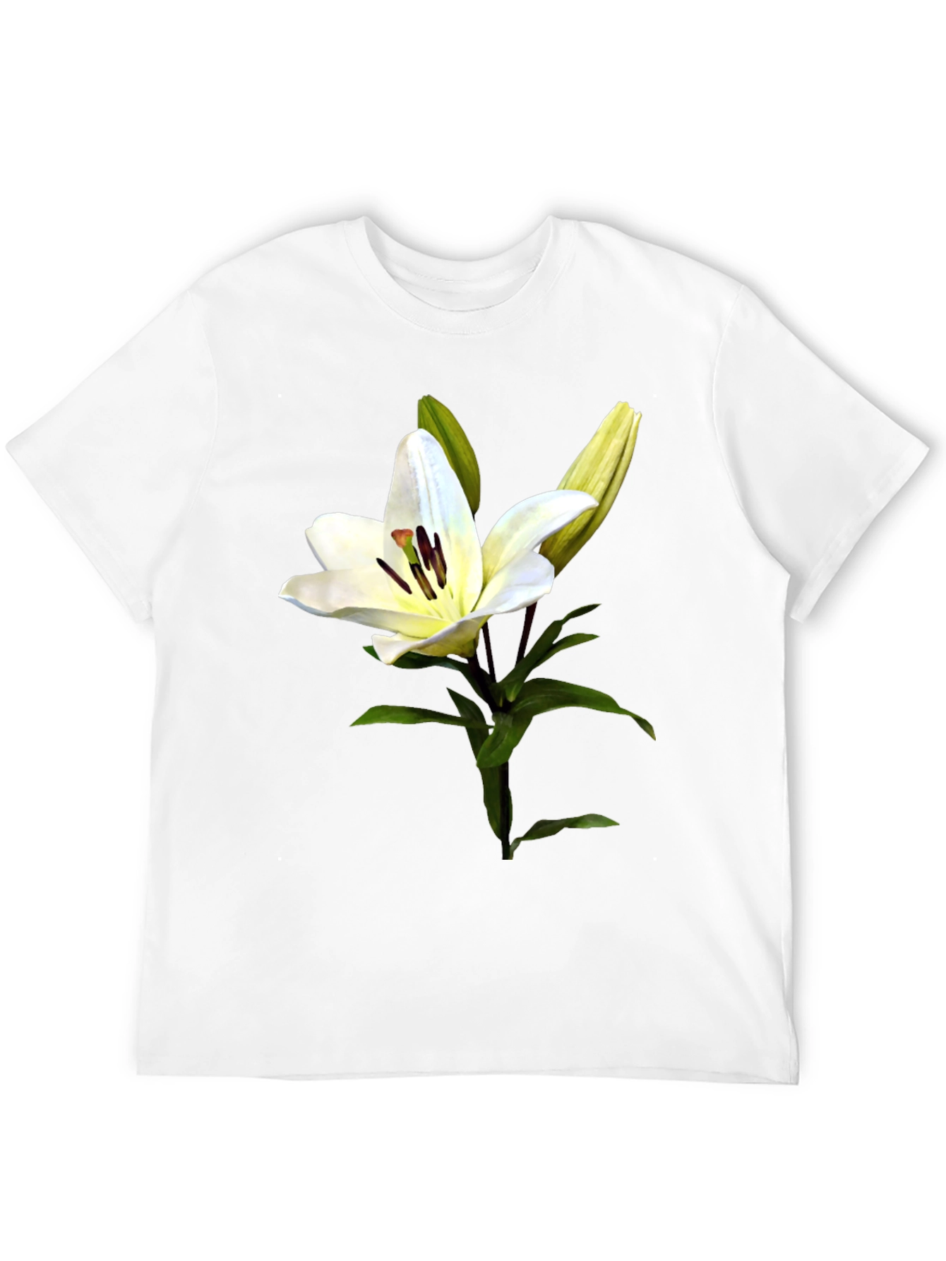 White Lily Flower Graphic Print T-Shirt