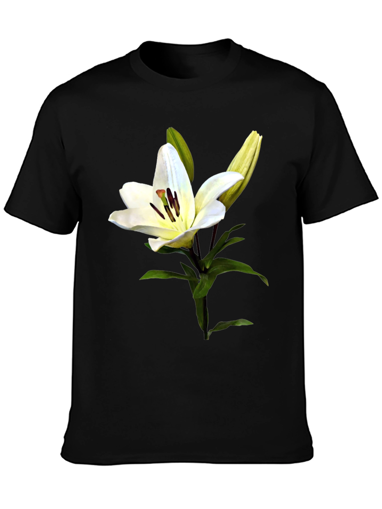 White Lily Flower Graphic Print T-Shirt