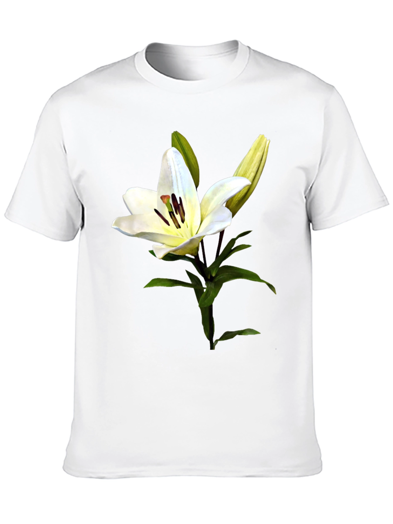 White Lily Flower Graphic Print T-Shirt