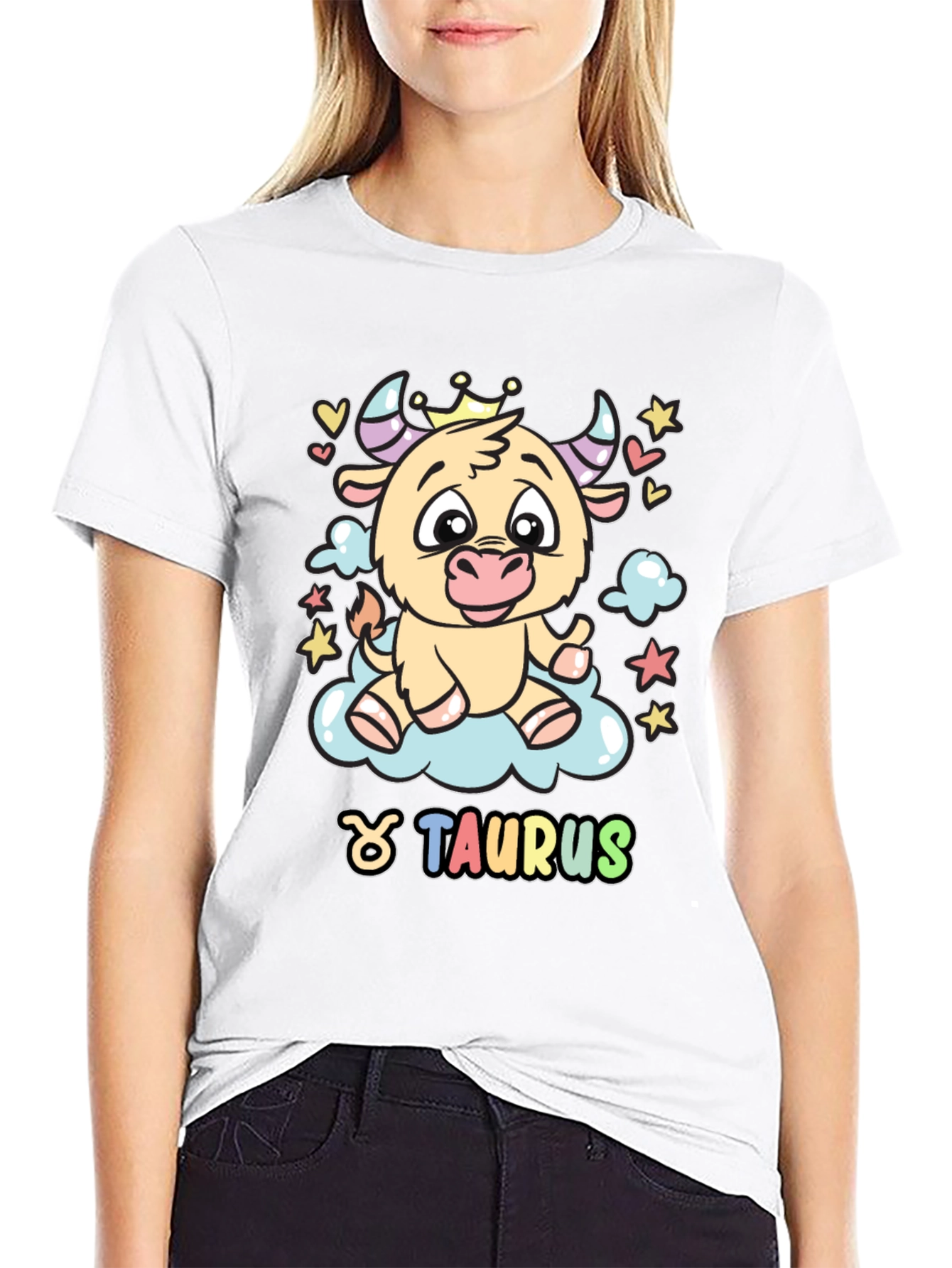 Taurus Zodiac Sign Cartoon Bull Black T-Shirt