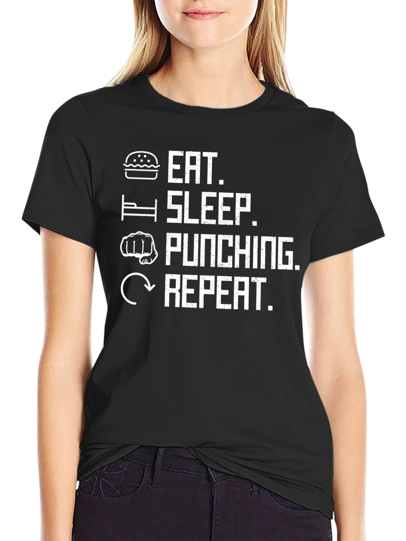 Eat Sleep Punching Repeat Black T-Shirt