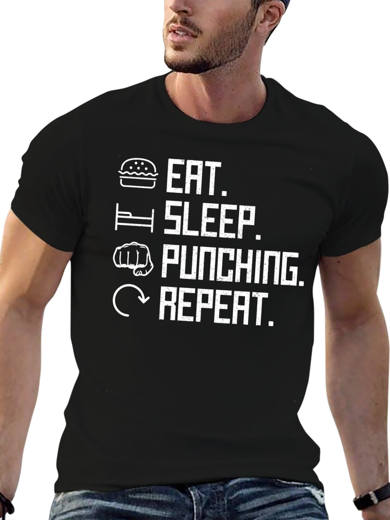 Eat Sleep Punching Repeat Black T-Shirt
