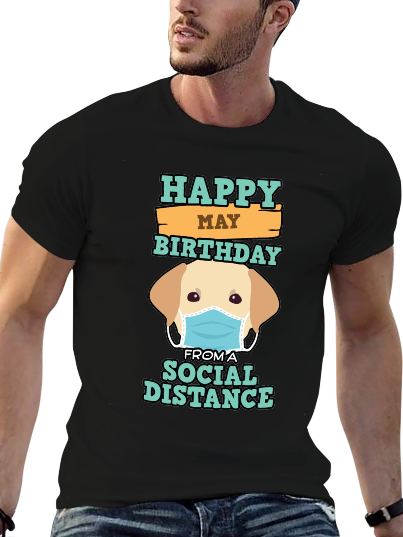 Social Distance Birthday Dog Graphic T-Shirt