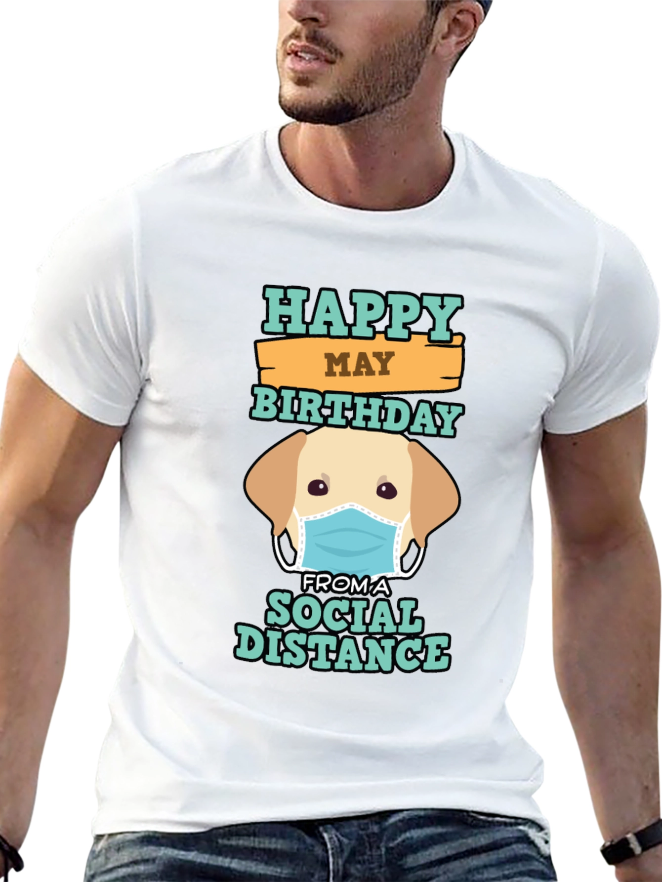 Social Distance Birthday Dog Graphic T-Shirt