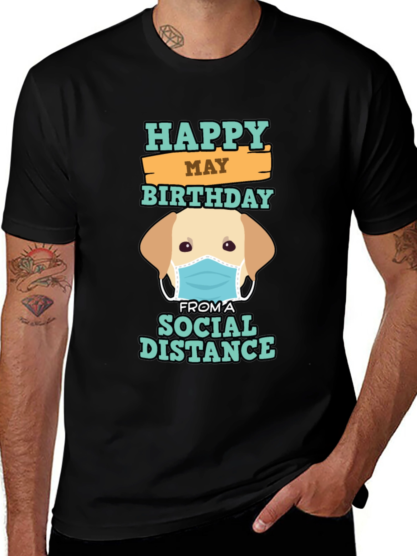 Social Distance Birthday Dog Graphic T-Shirt