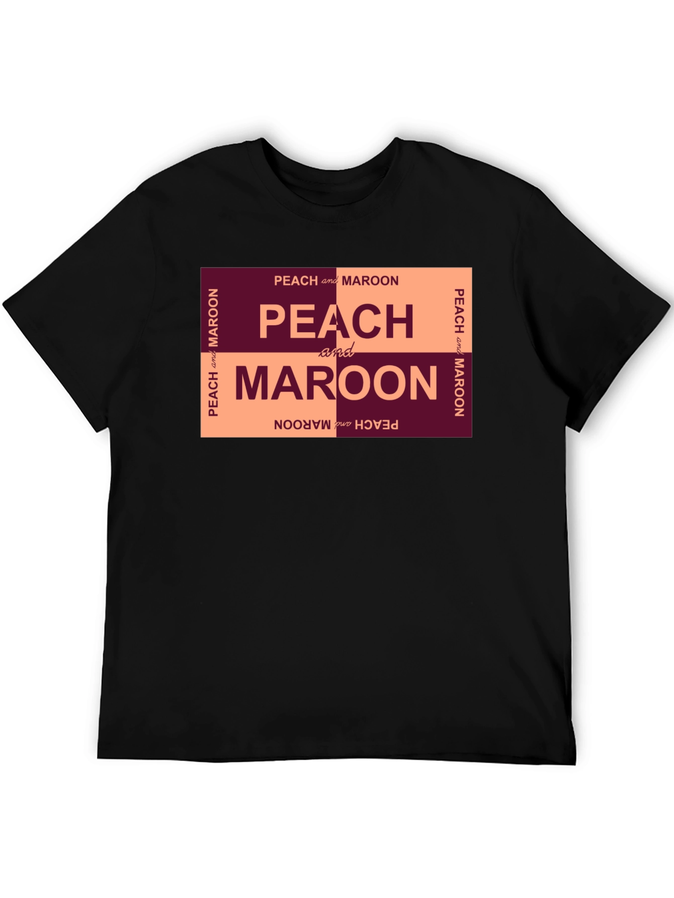 Peach and Maroon Graphic T-Shirt