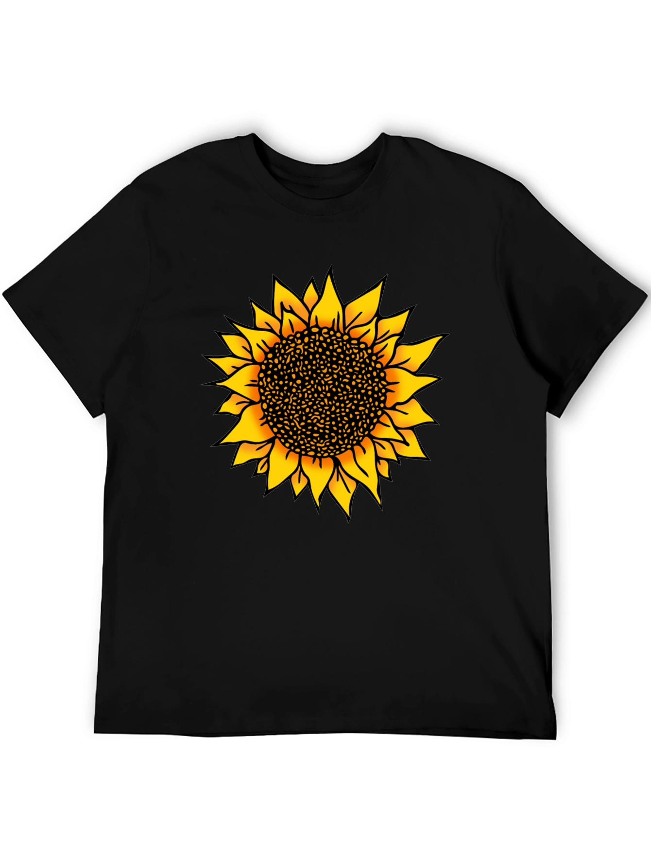 Sunflower Graphic Print Black T-Shirt