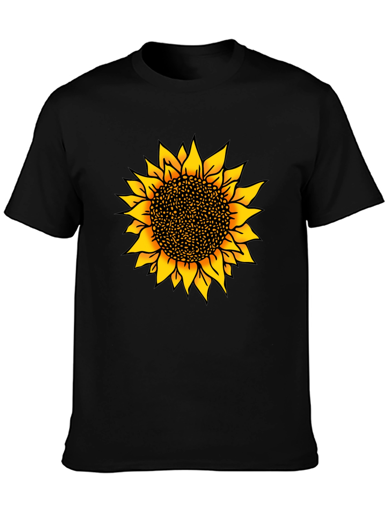 Sunflower Graphic Print Black T-Shirt
