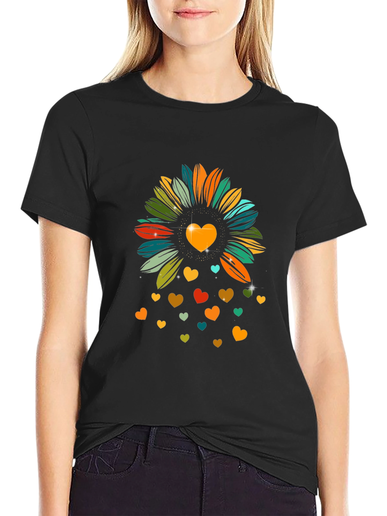 Heart Sunflower Graphic Tee