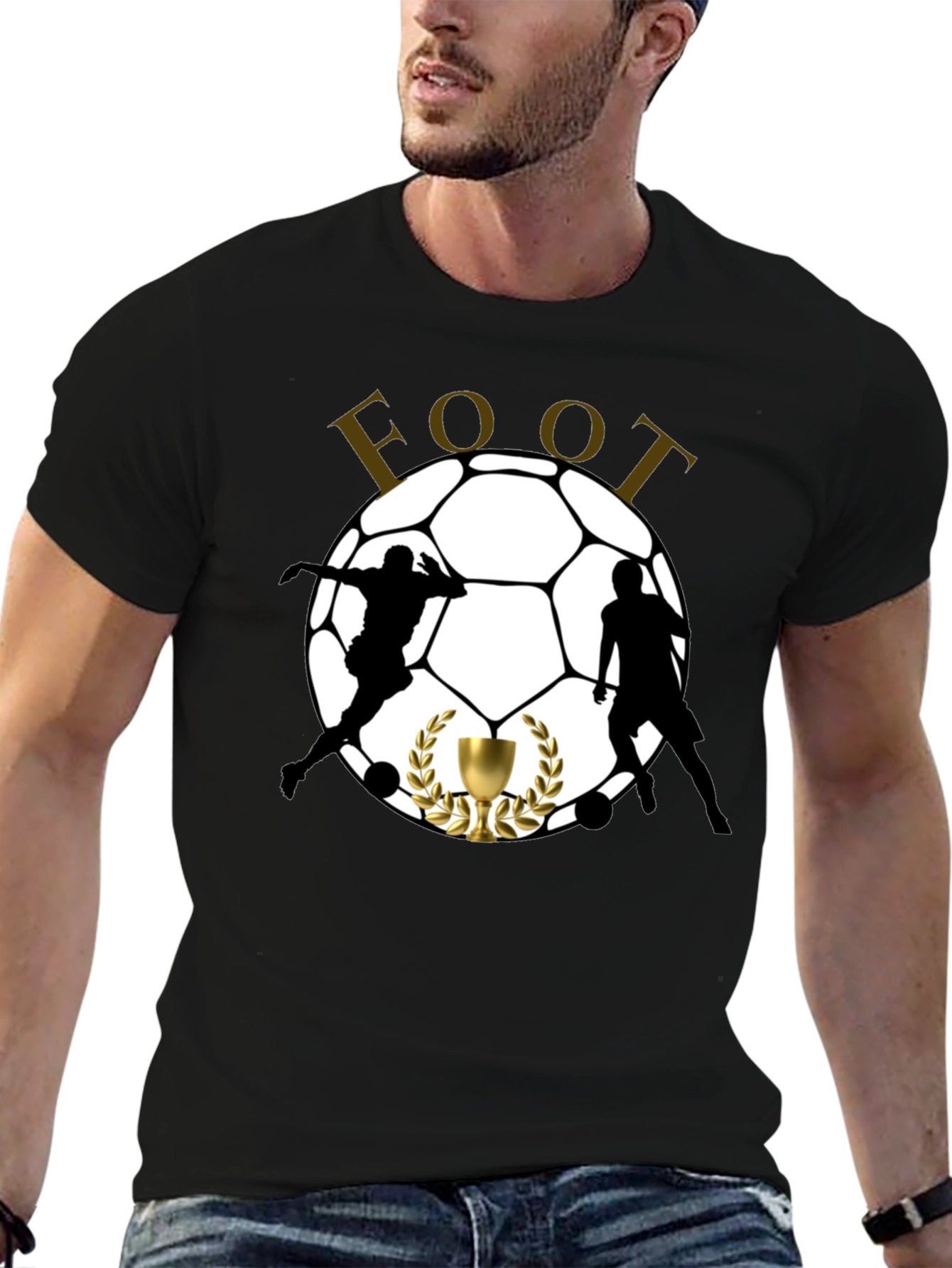 Mens Black Soccer Graphic T-Shirt
