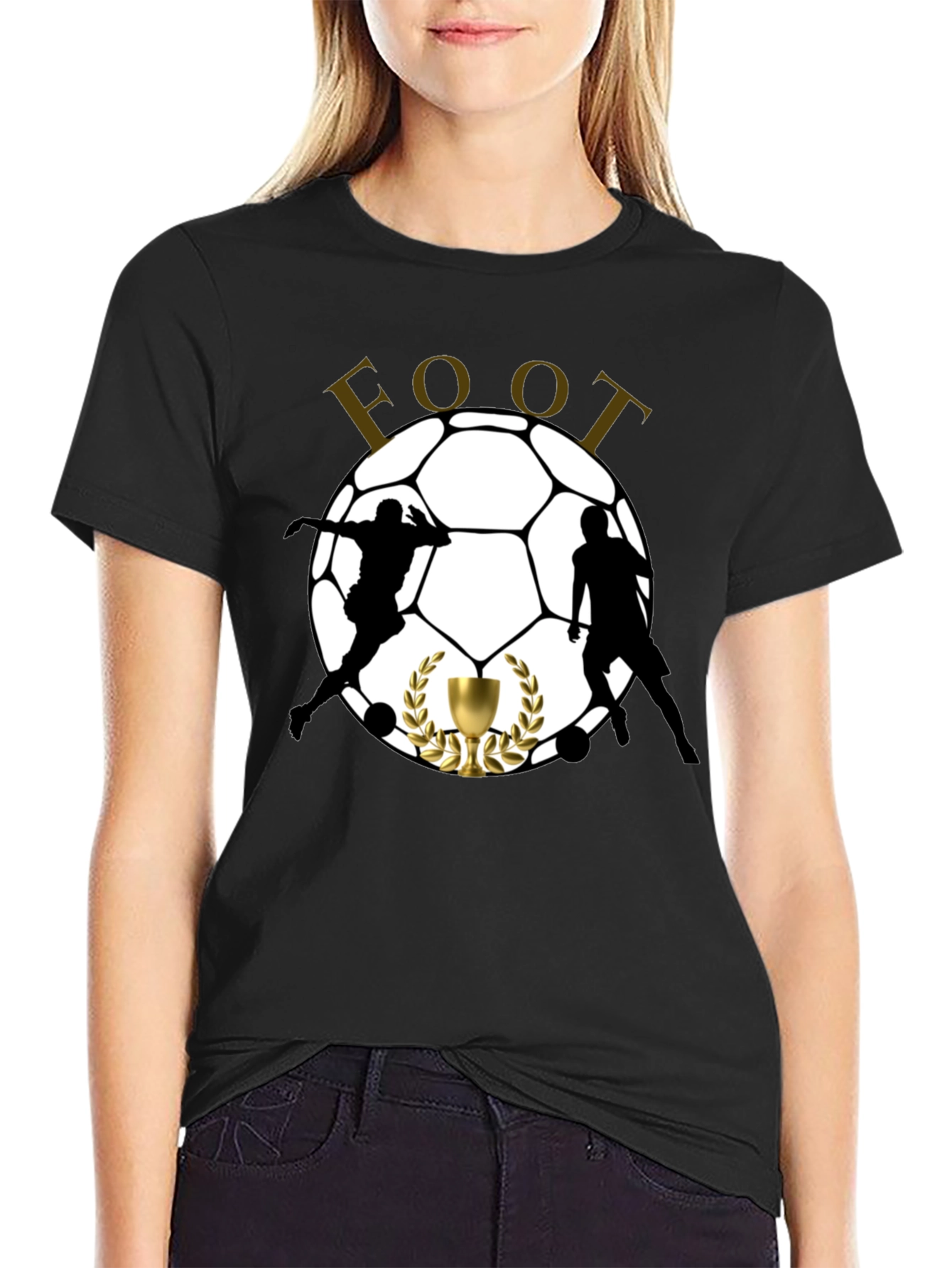 Mens Black Soccer Graphic T-Shirt