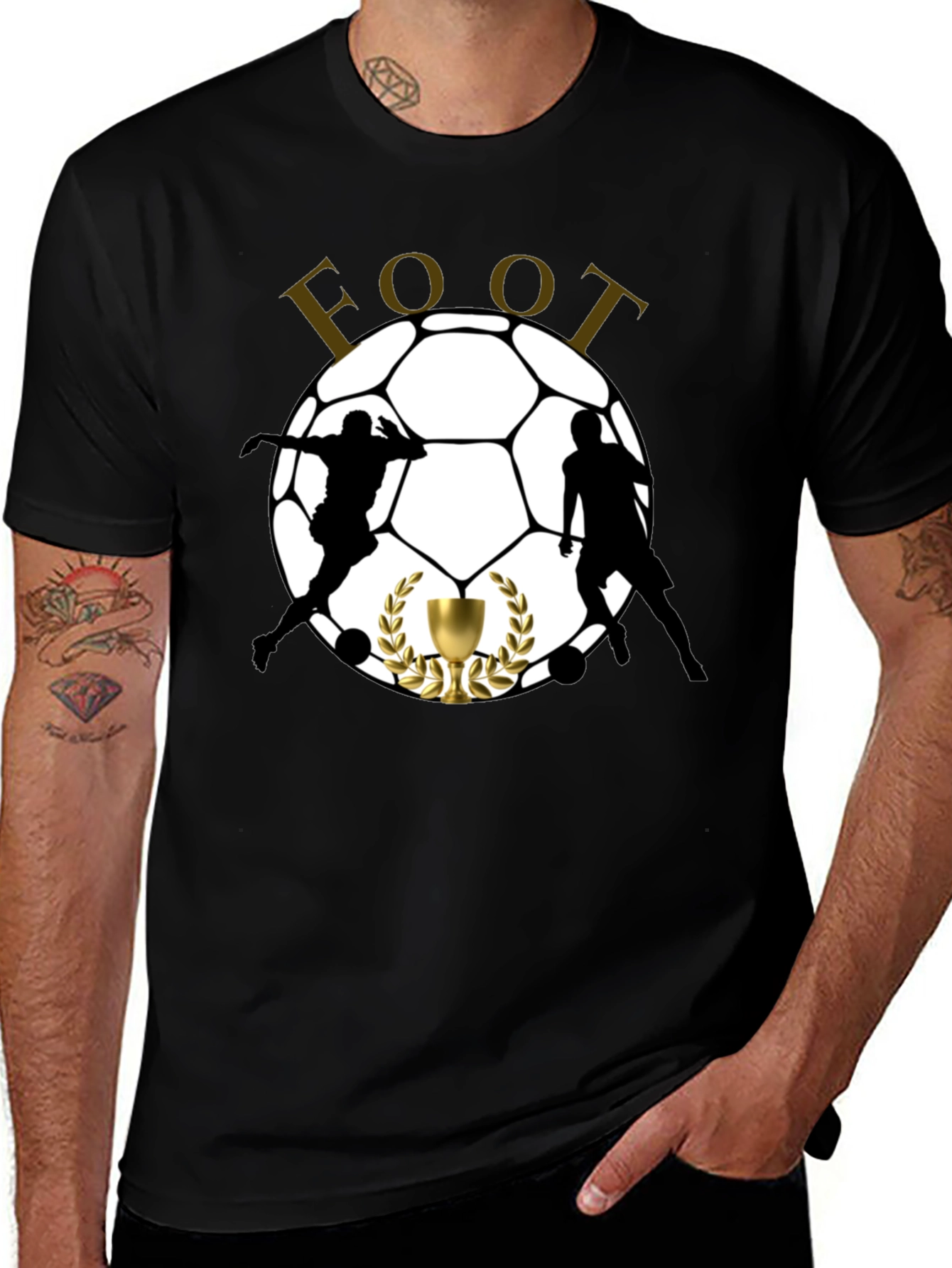 Mens Black Soccer Graphic T-Shirt