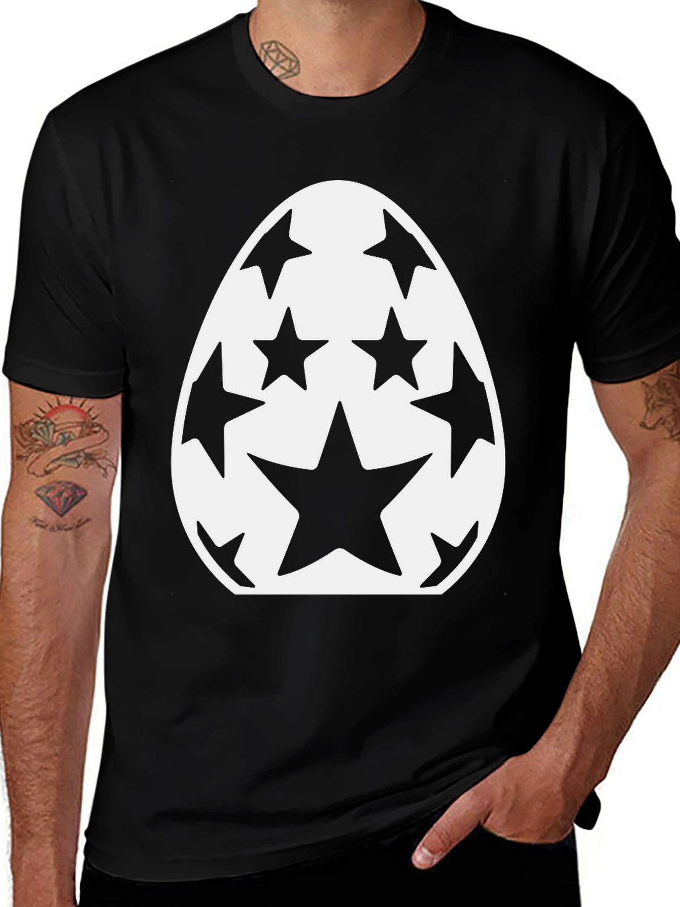 Star Egg Graphic T-Shirt - Black