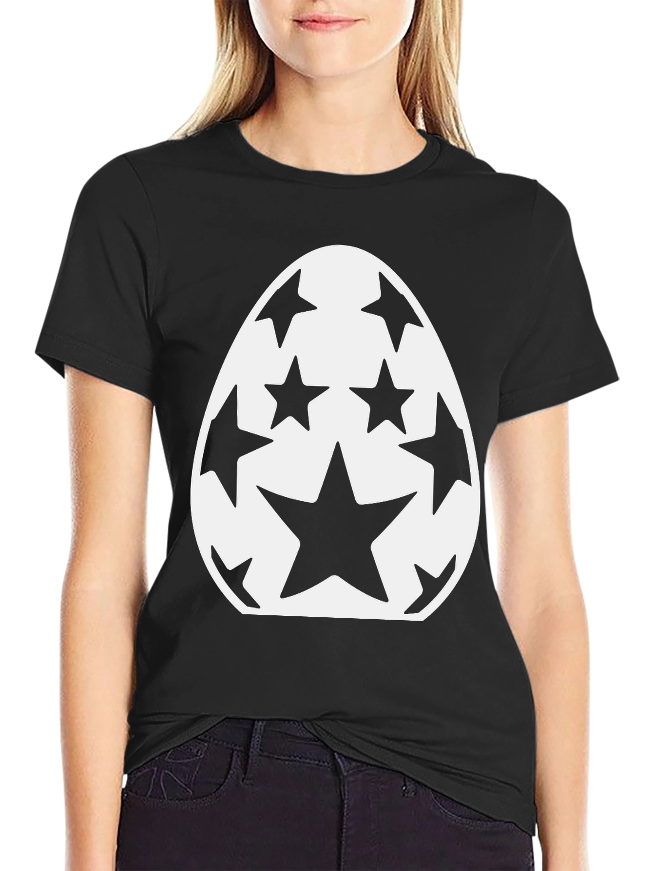 Star Egg Graphic T-Shirt - Black
