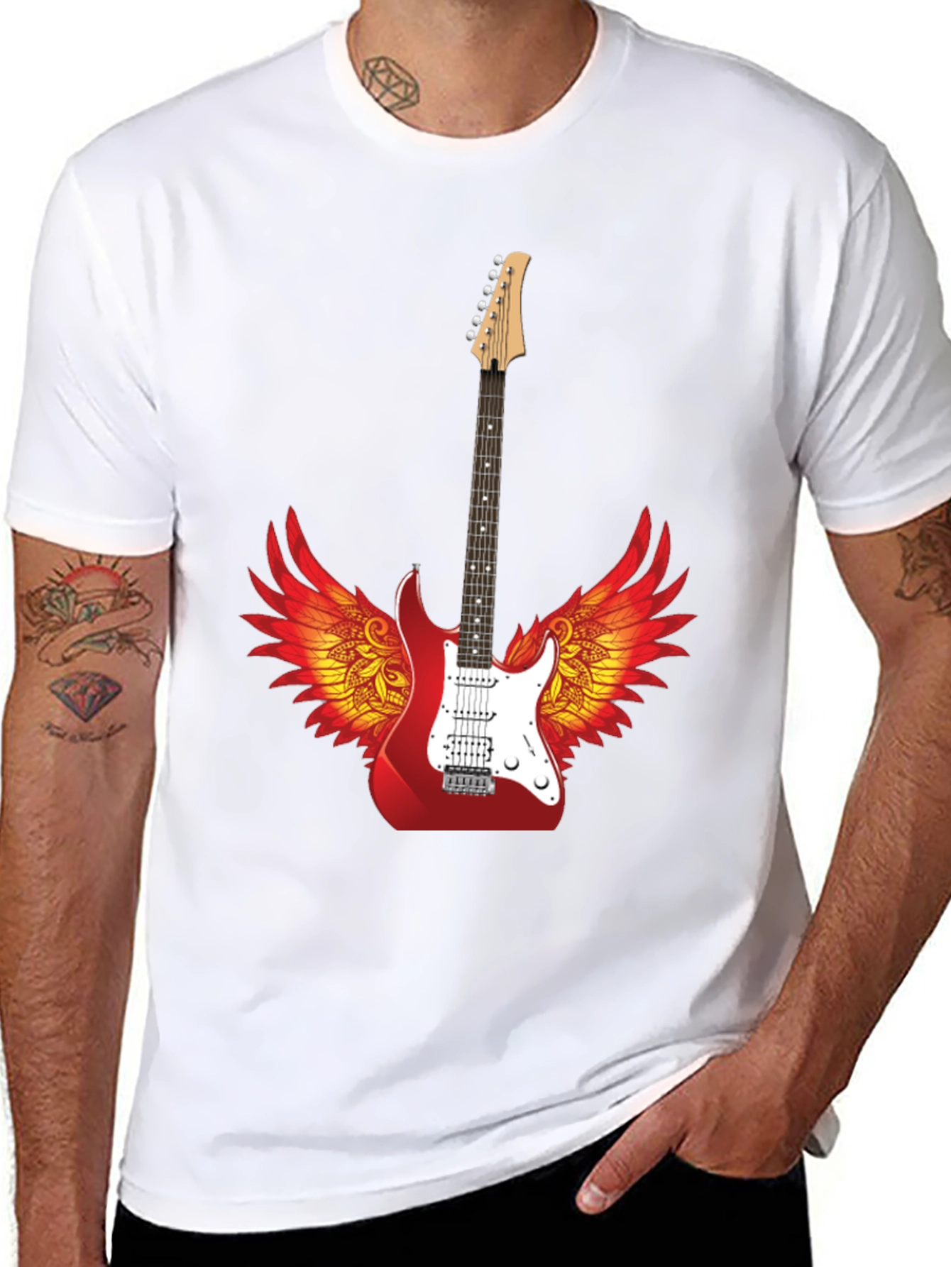 Winged Guitar Graphic Tee - Rock Star Style