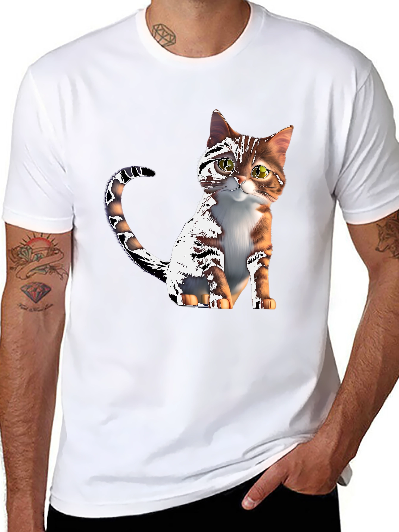Cute Cartoon Cat Graphic T-Shirt