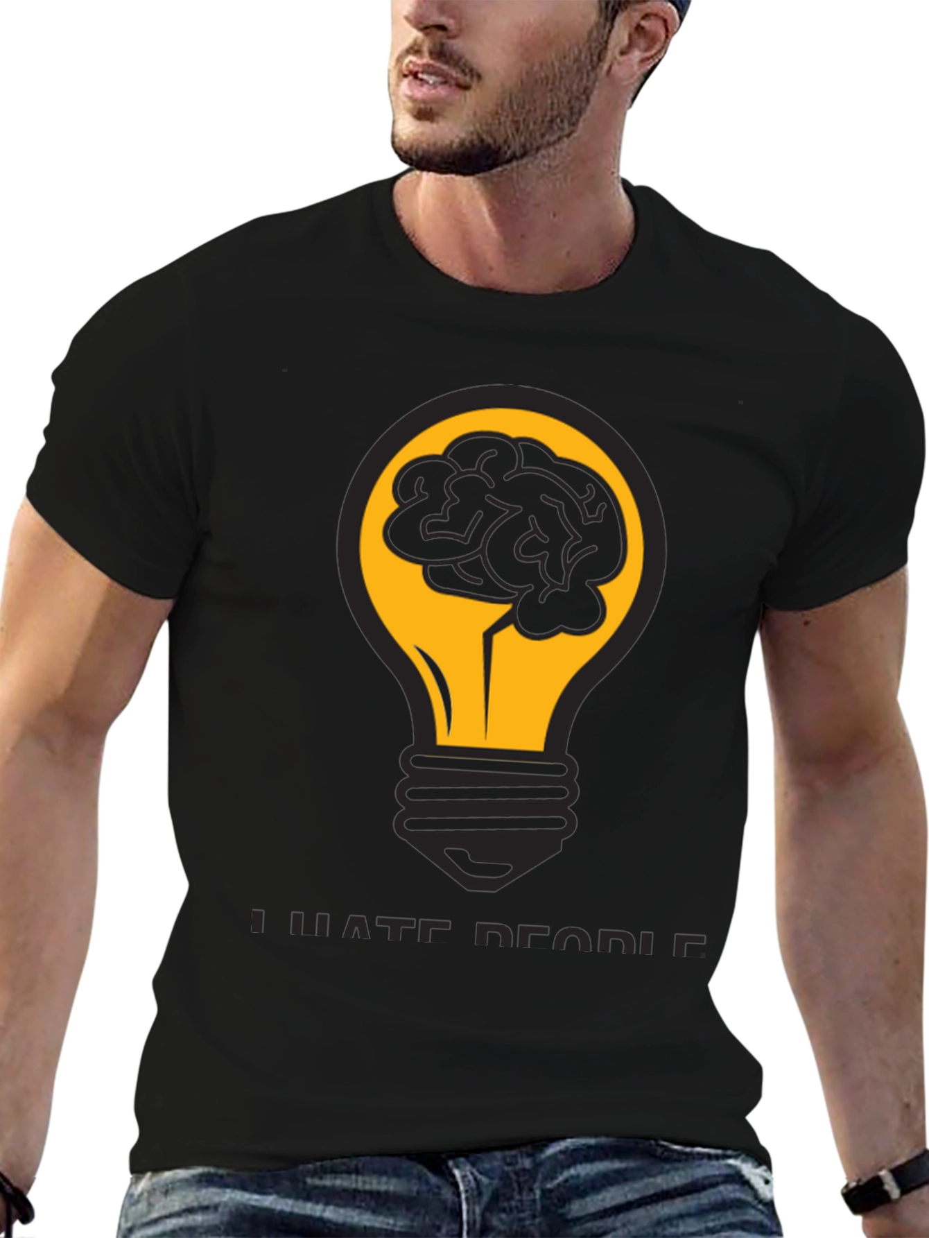 I Hate People Brain Lightbulb T-Shirt