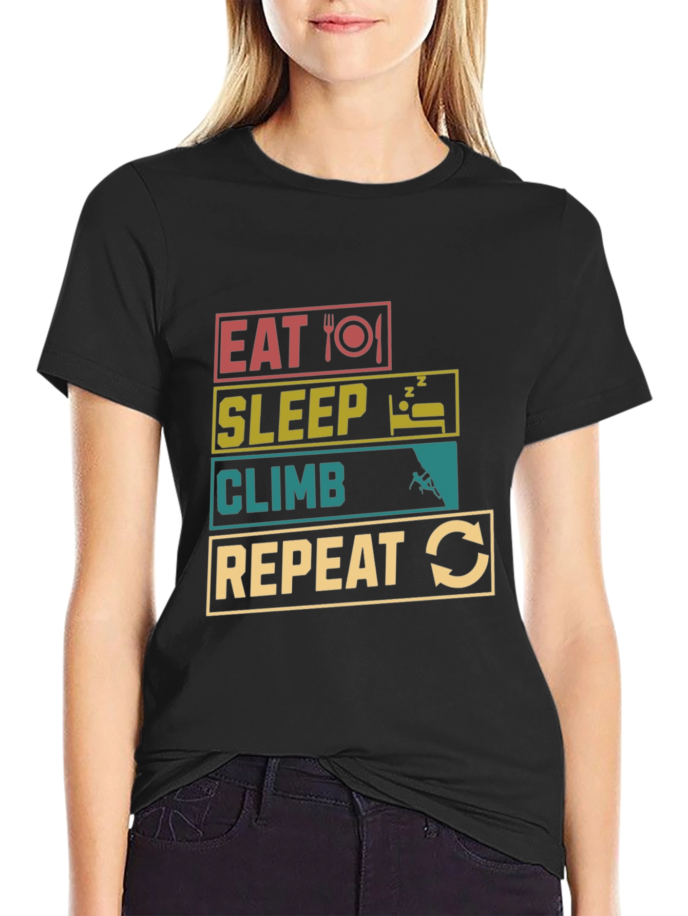 Eat Sleep Climb Repeat Black T-Shirt