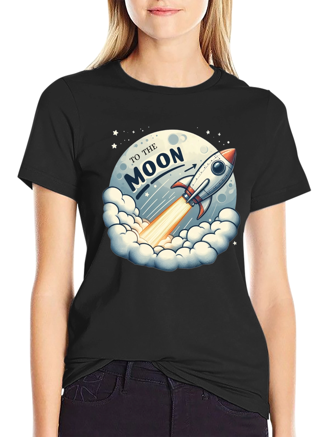 To The Moon Rocket Graphic T-Shirt