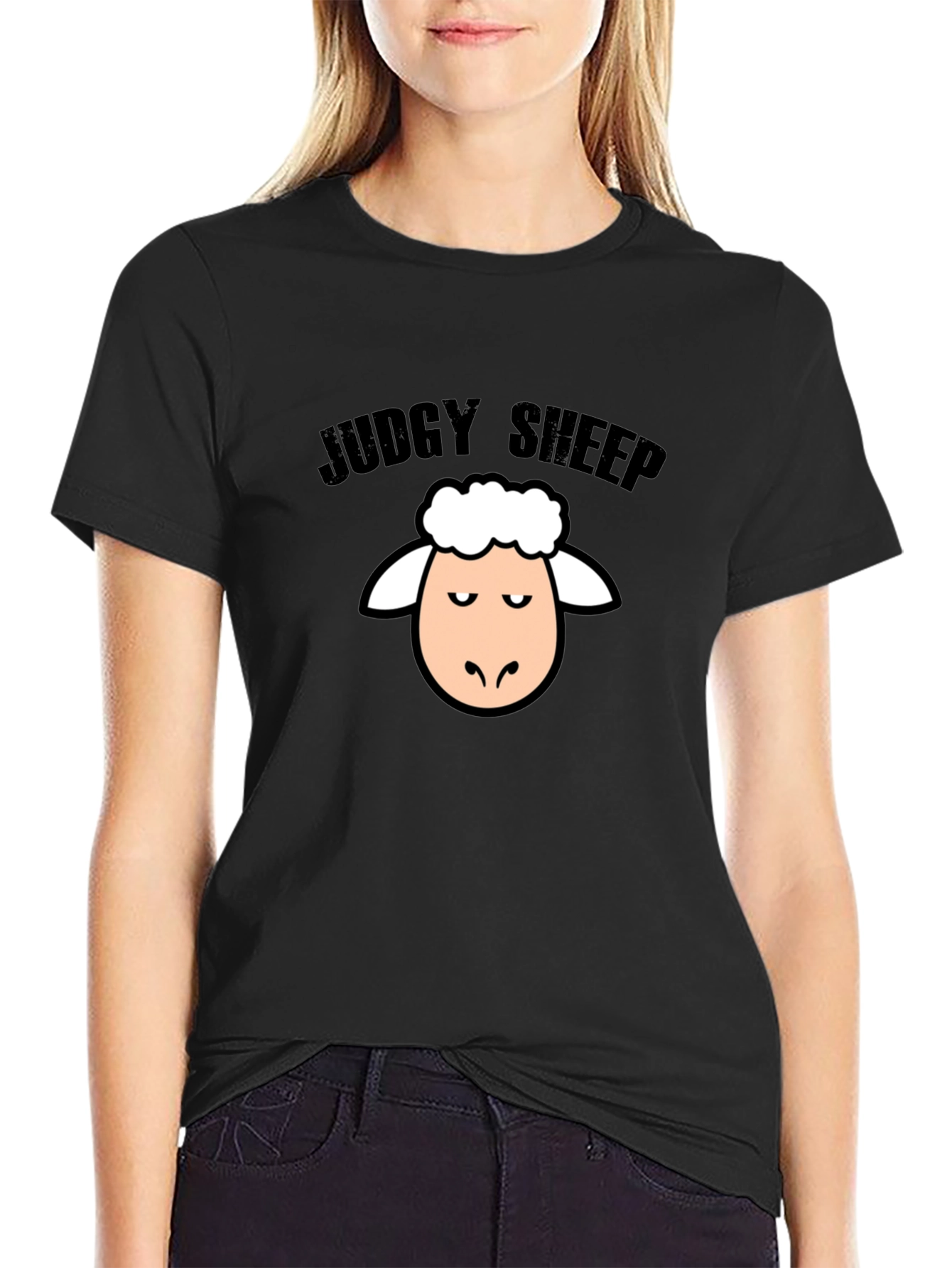 Judgy Sheep Graphic Tee - Black Humor T-Shirt