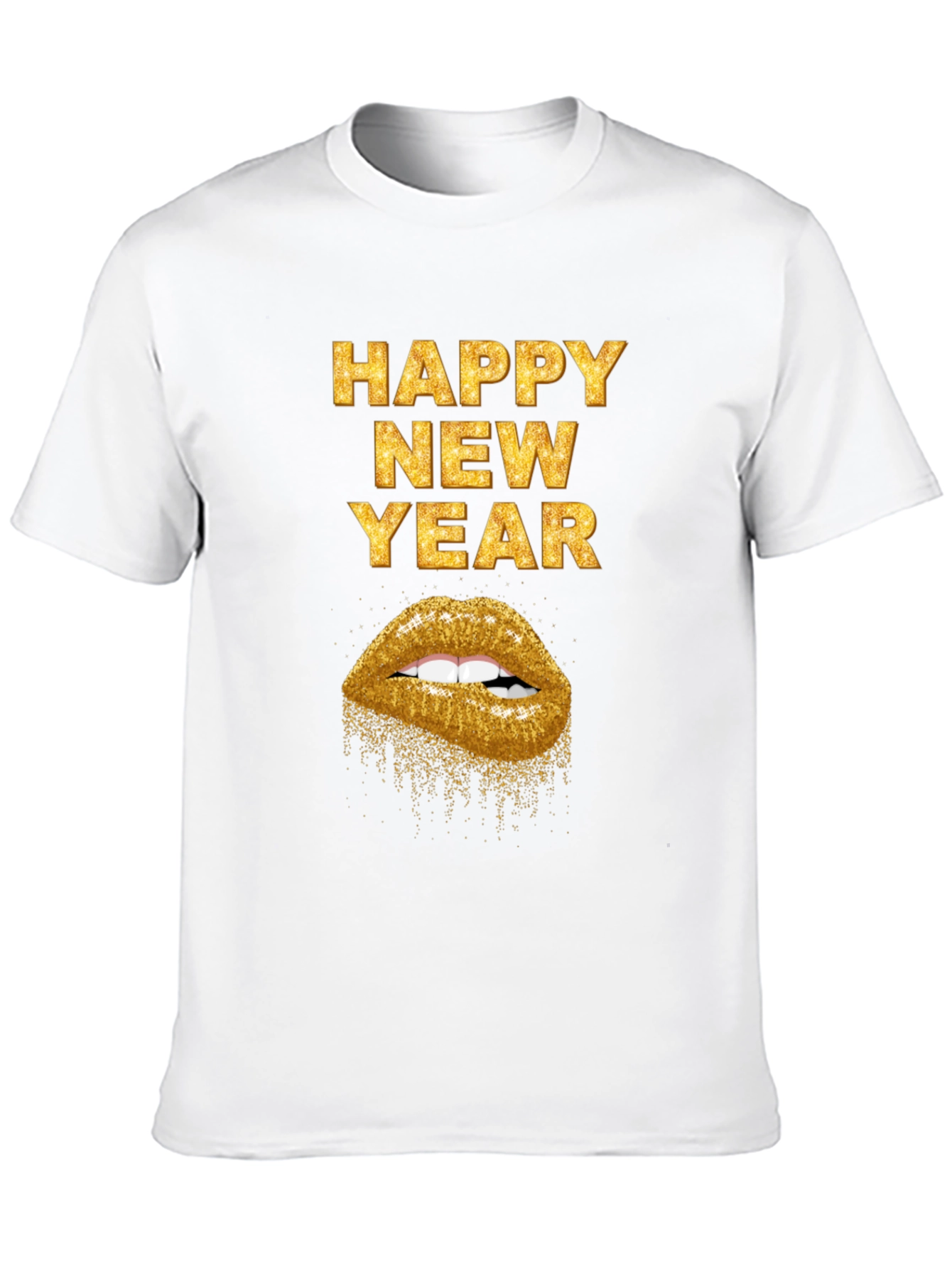 Happy New Year Gold Lips Graphic Tee