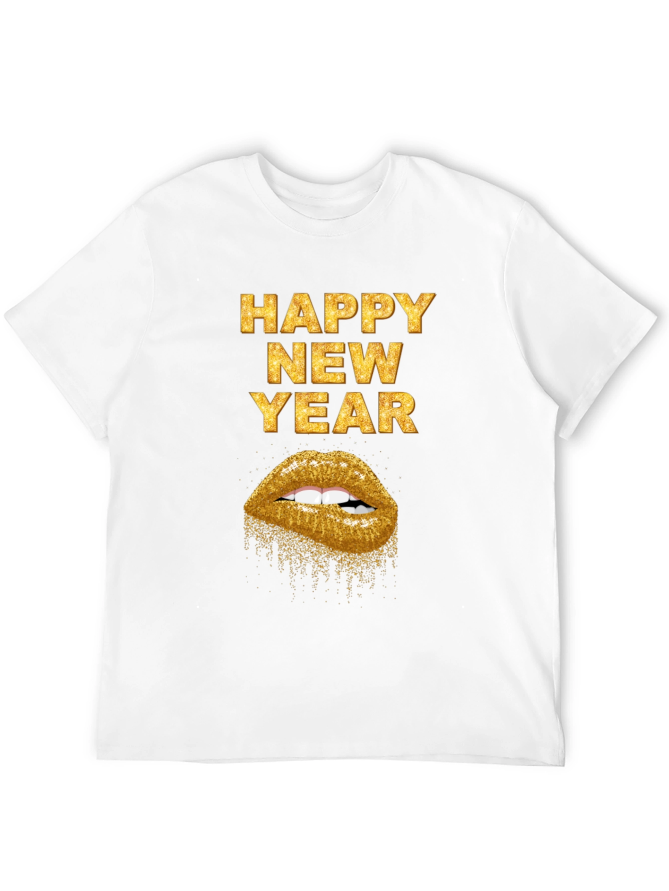 Happy New Year Gold Lips Graphic Tee