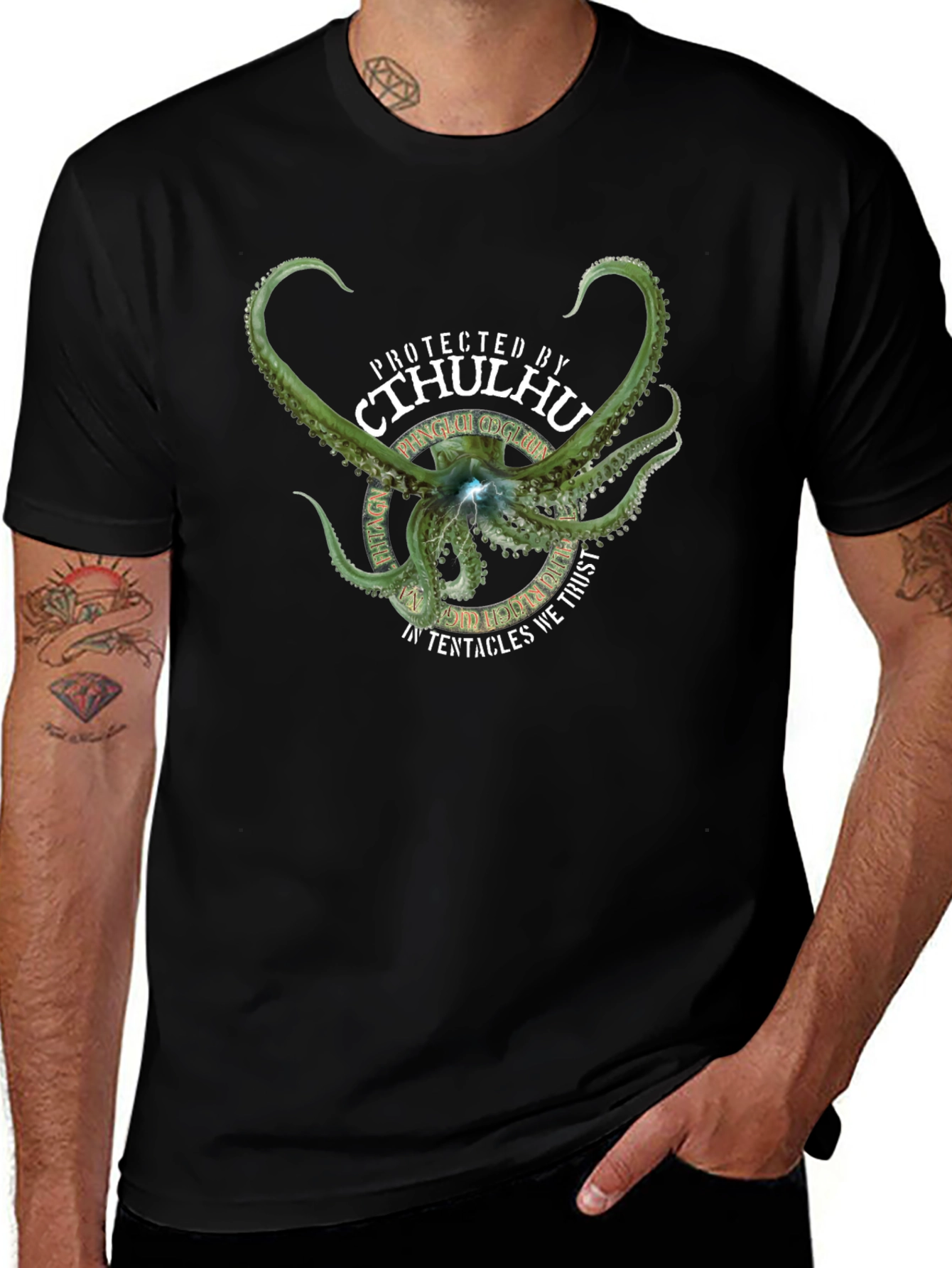 Cthulhu Tentacle T-Shirt - Protected By Cthulhu
